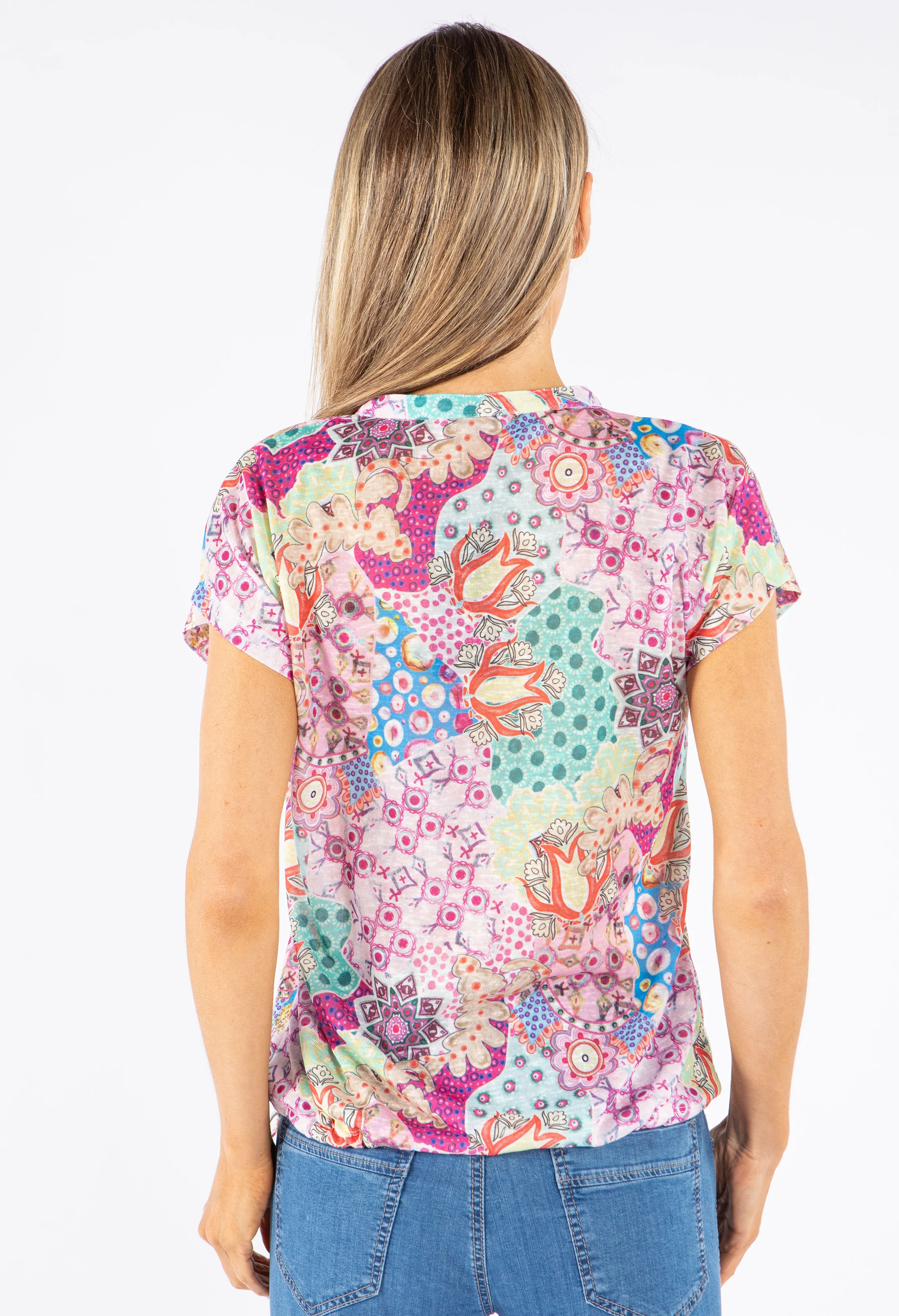 Cashmere Print V-Neck Top