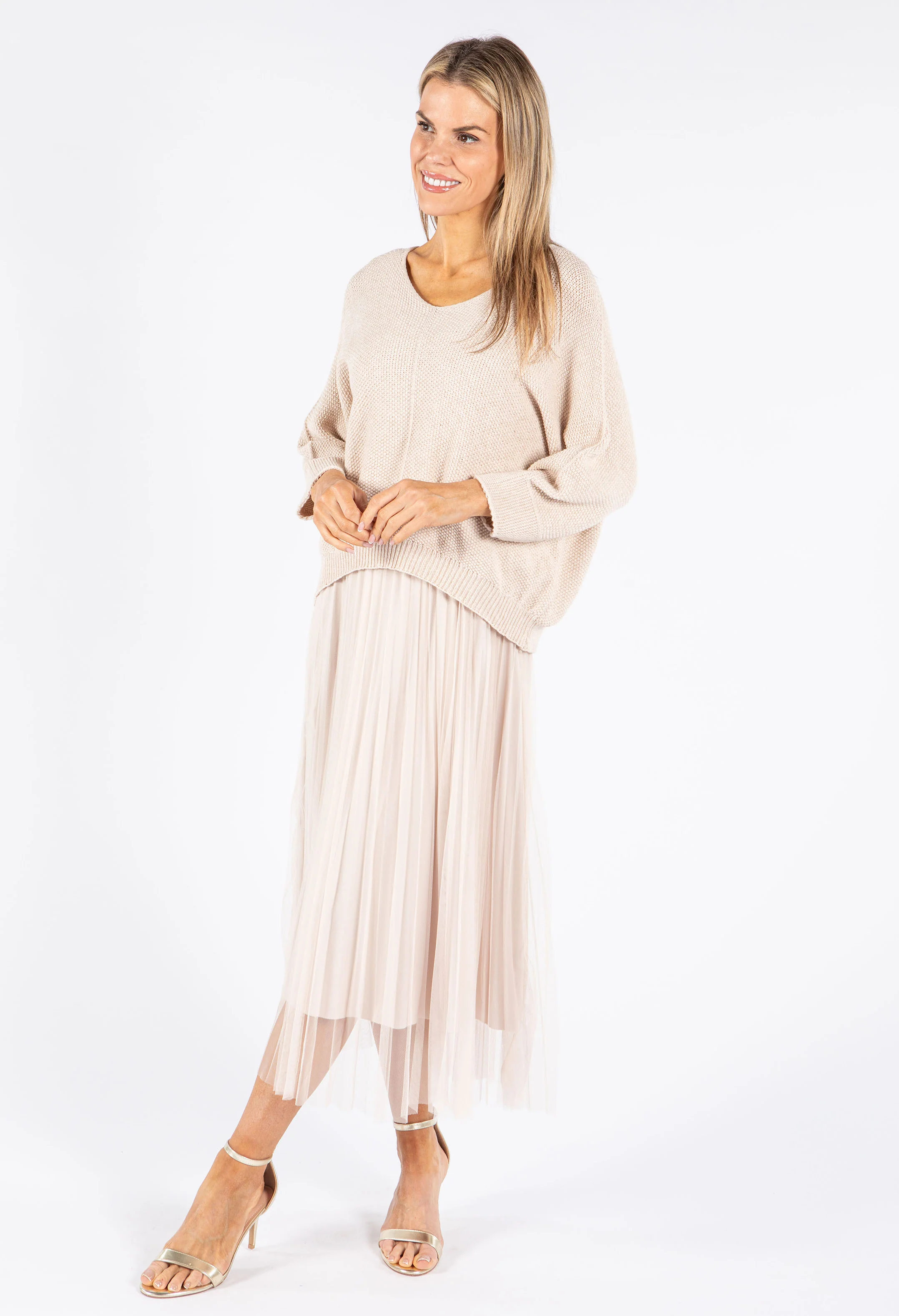 2 Piece Plisse Dress with Soft Knit