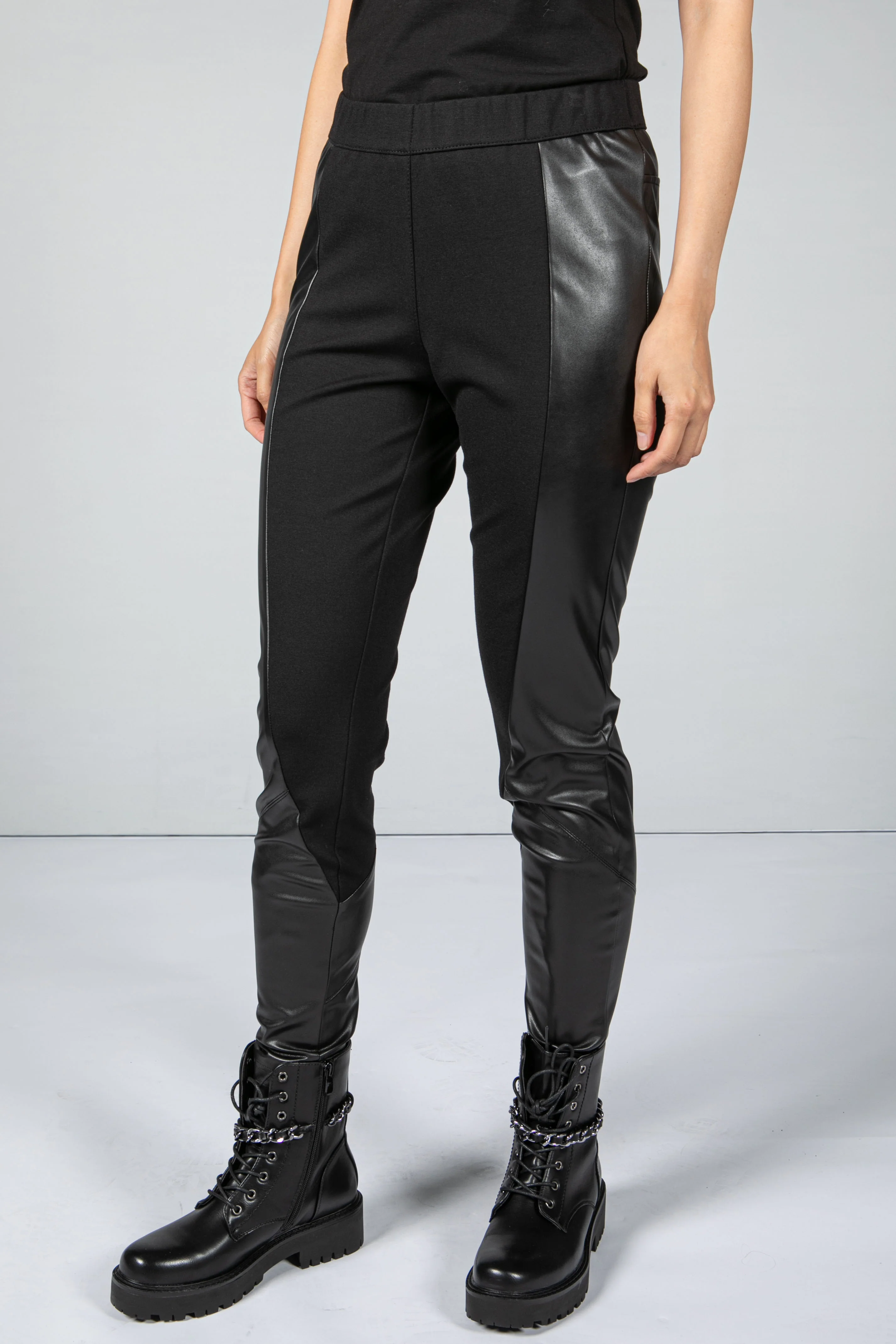 Faux Leather Panel Leggings