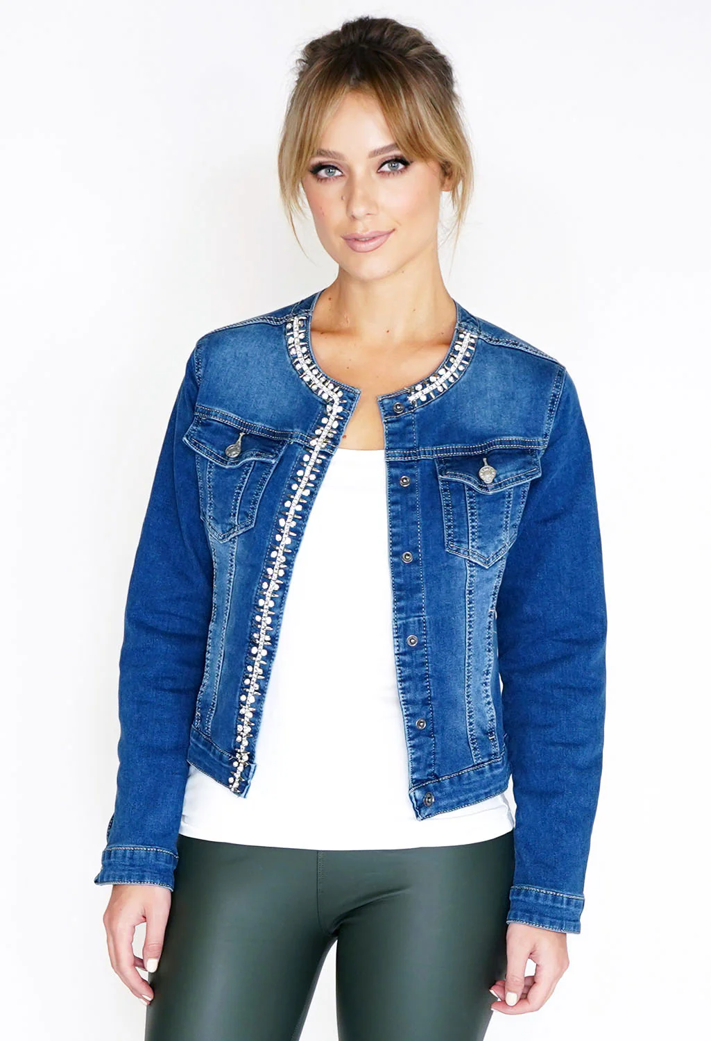 Jewel Trim Denim Jacket