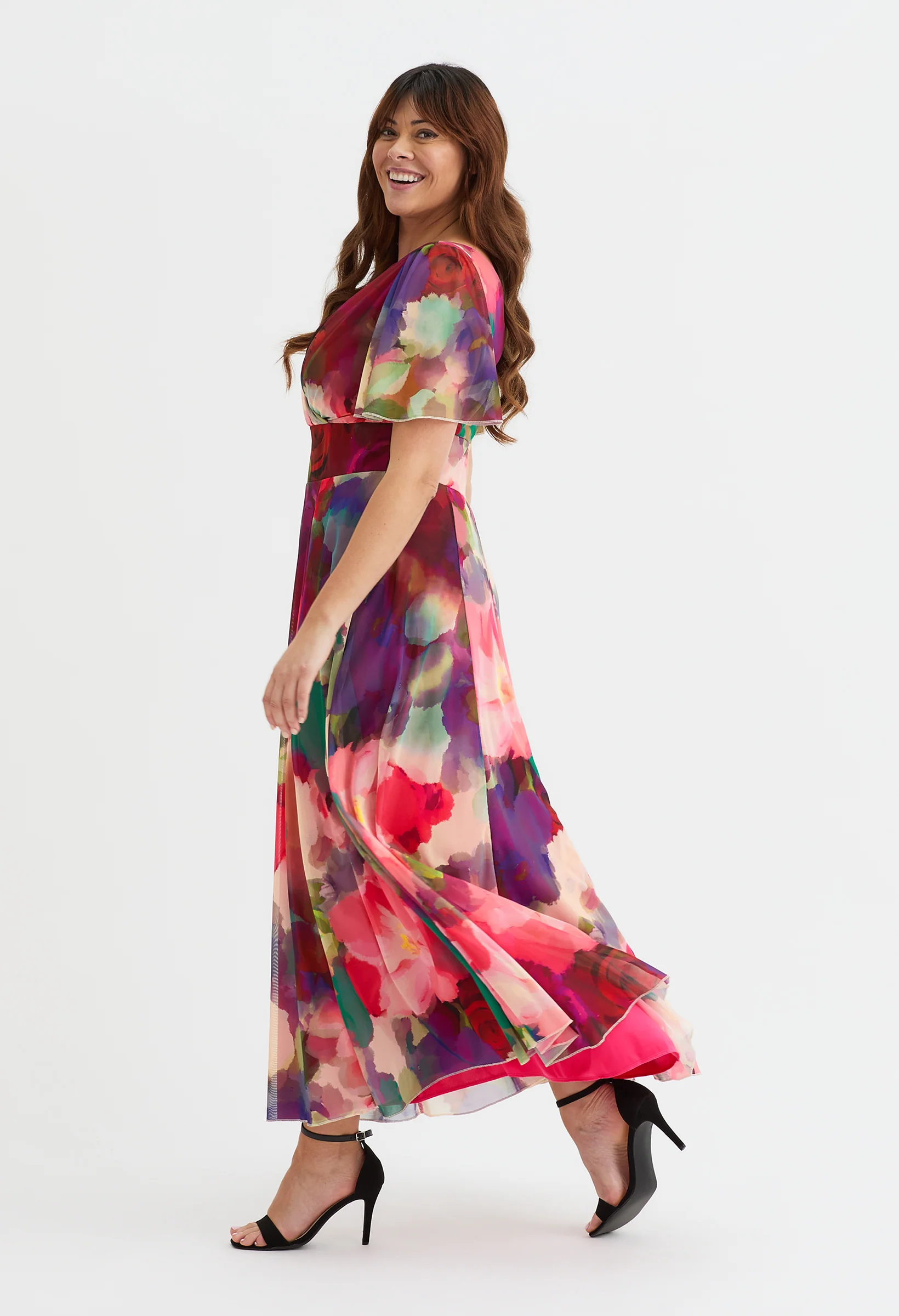 Isabelle Curve+ Angel Sleeve Maxi Dress