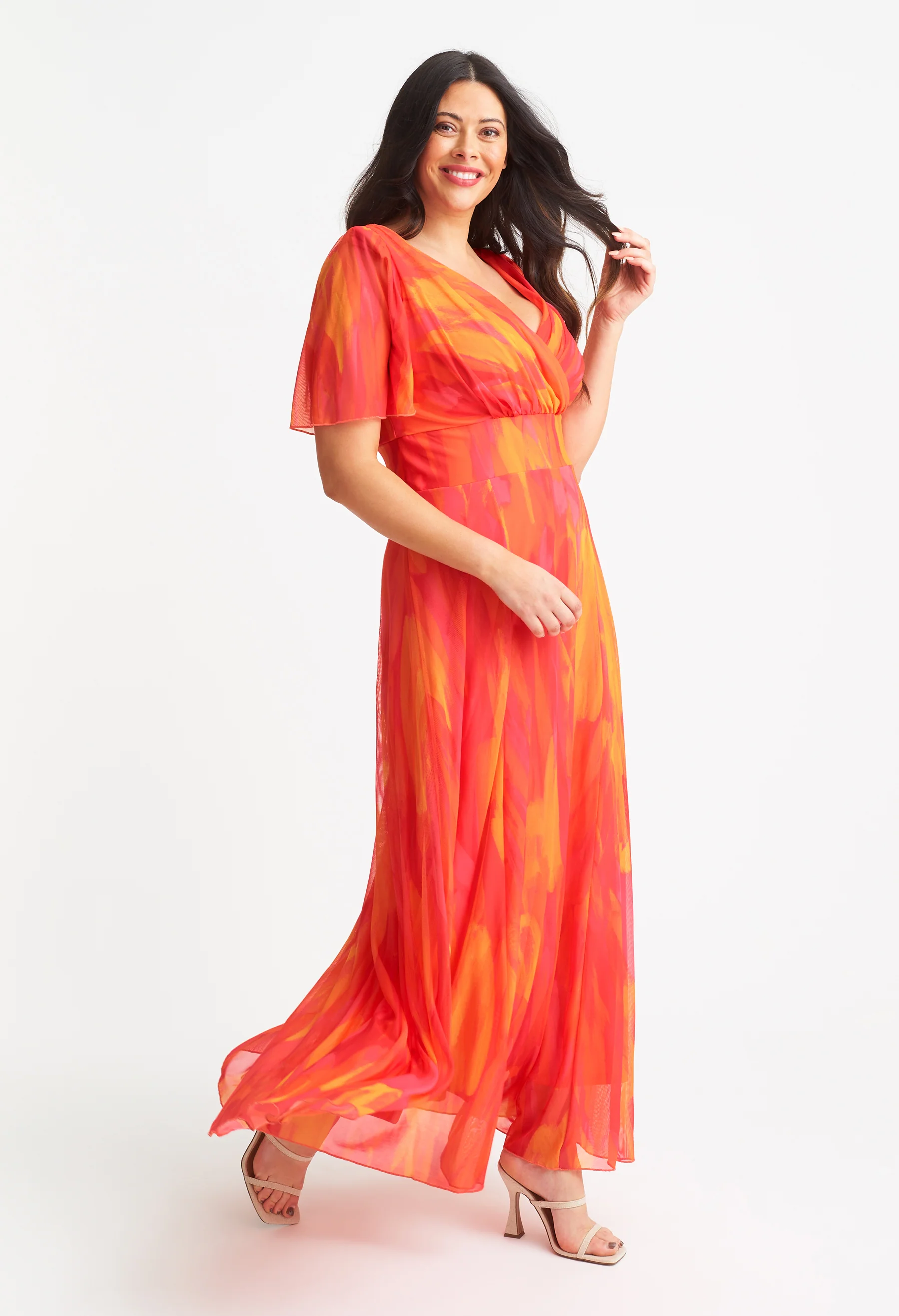 Isabelle Curve+ Angel Sleeve Maxi Dress