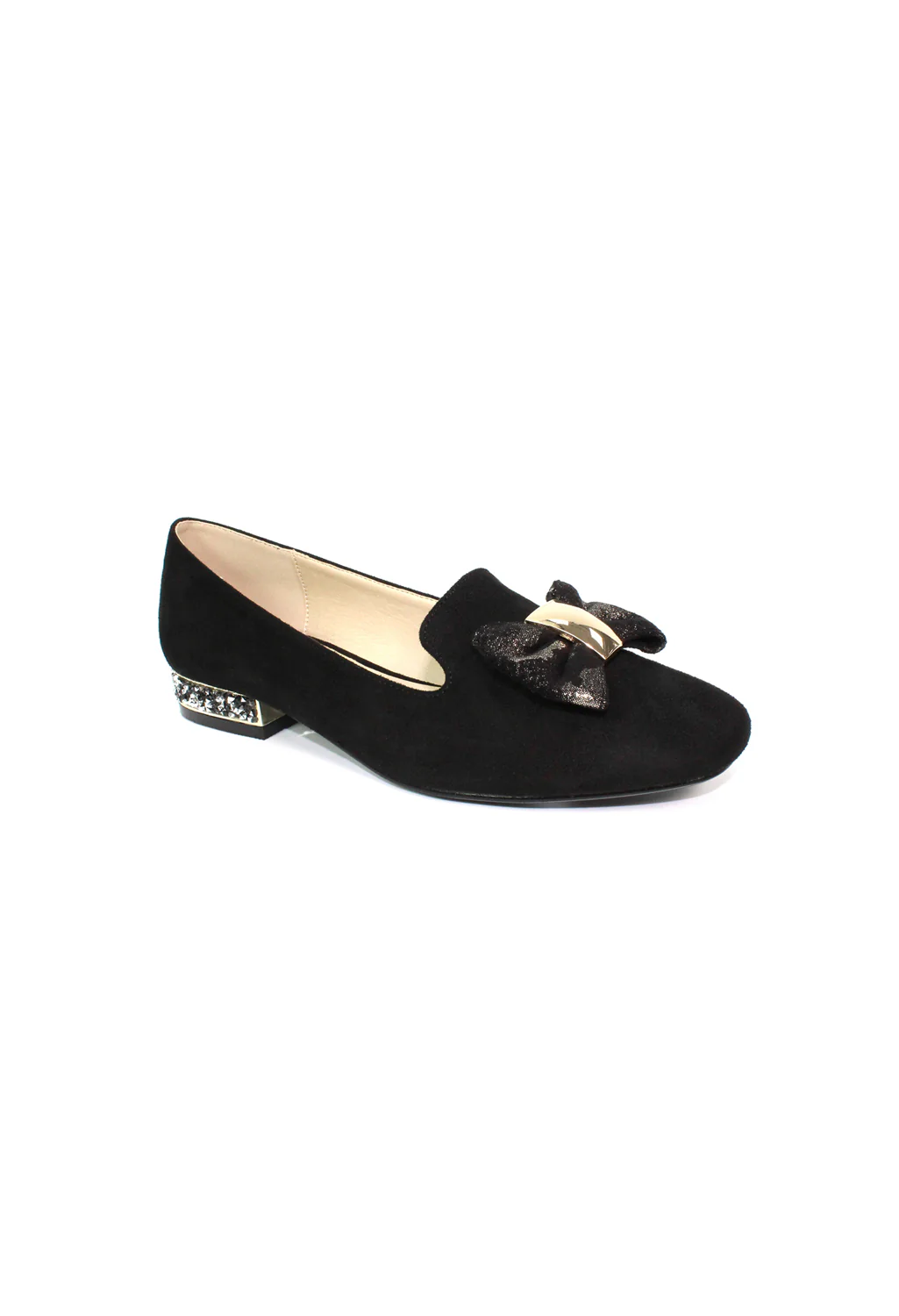 Black Flat Pump with Bow Detail
