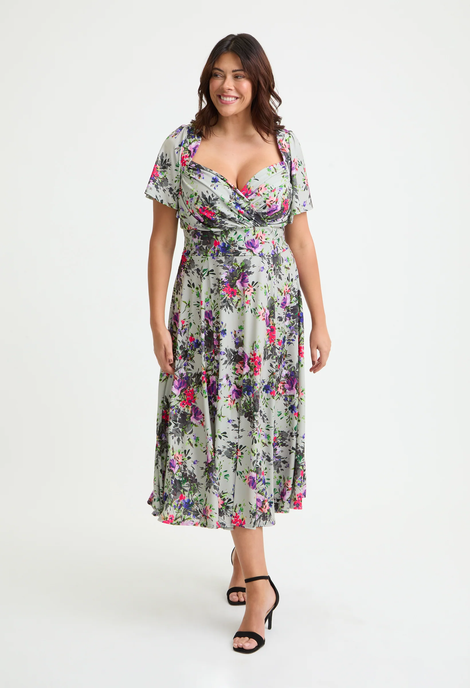 Liz Bolero Wrap Bodice Curve+ Midi Dress