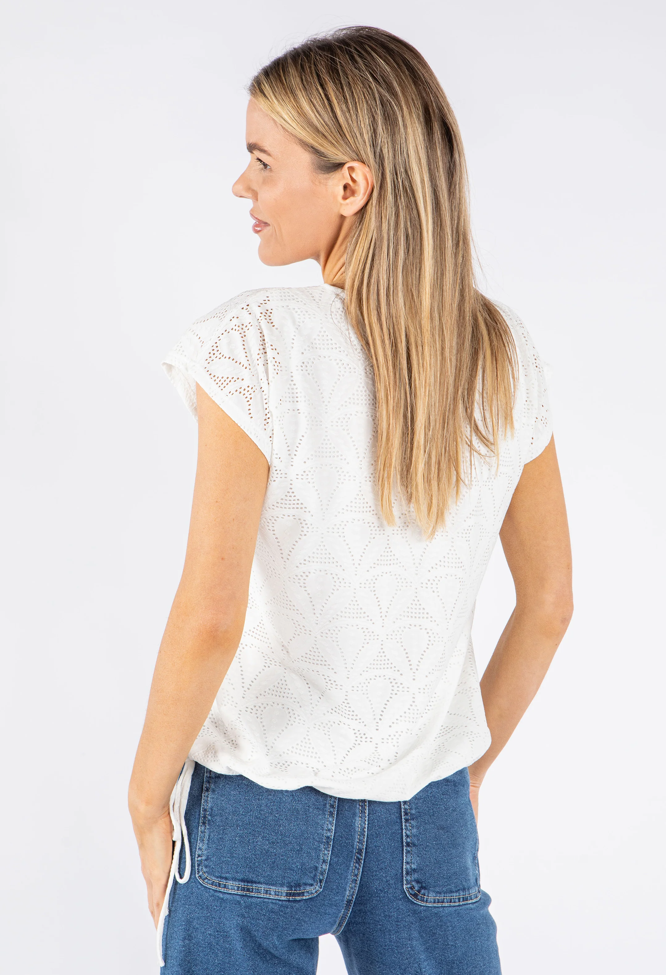 Crochet Style Tie Waist Top