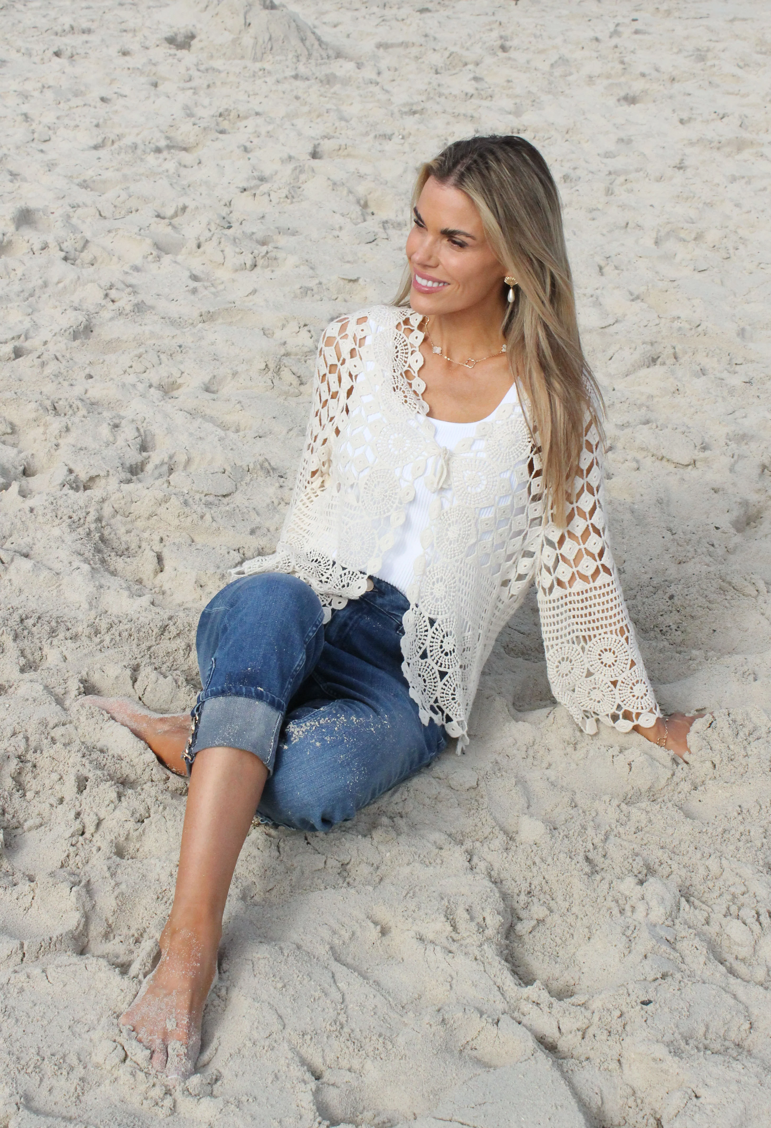 Tie Front Crochet Cardigan