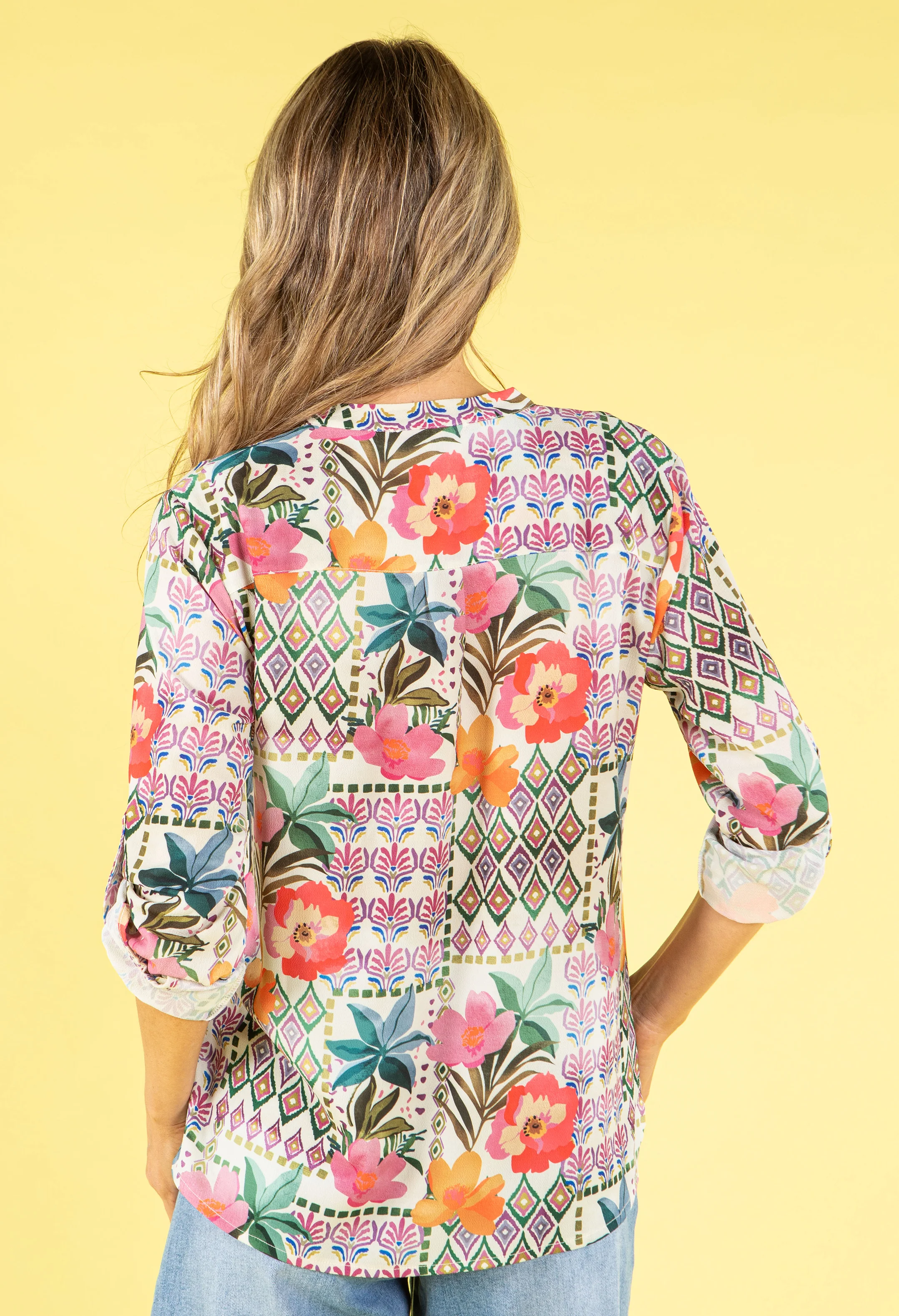 Patchwork Crepe Feel Blouse