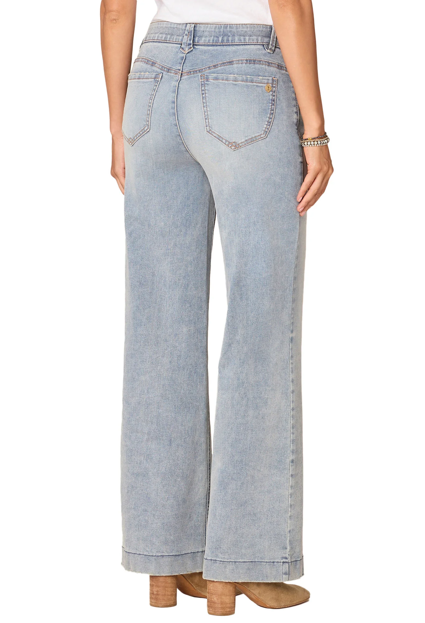 Absolution High Rise Wide Leg Jeans with Subtle Fading Detail