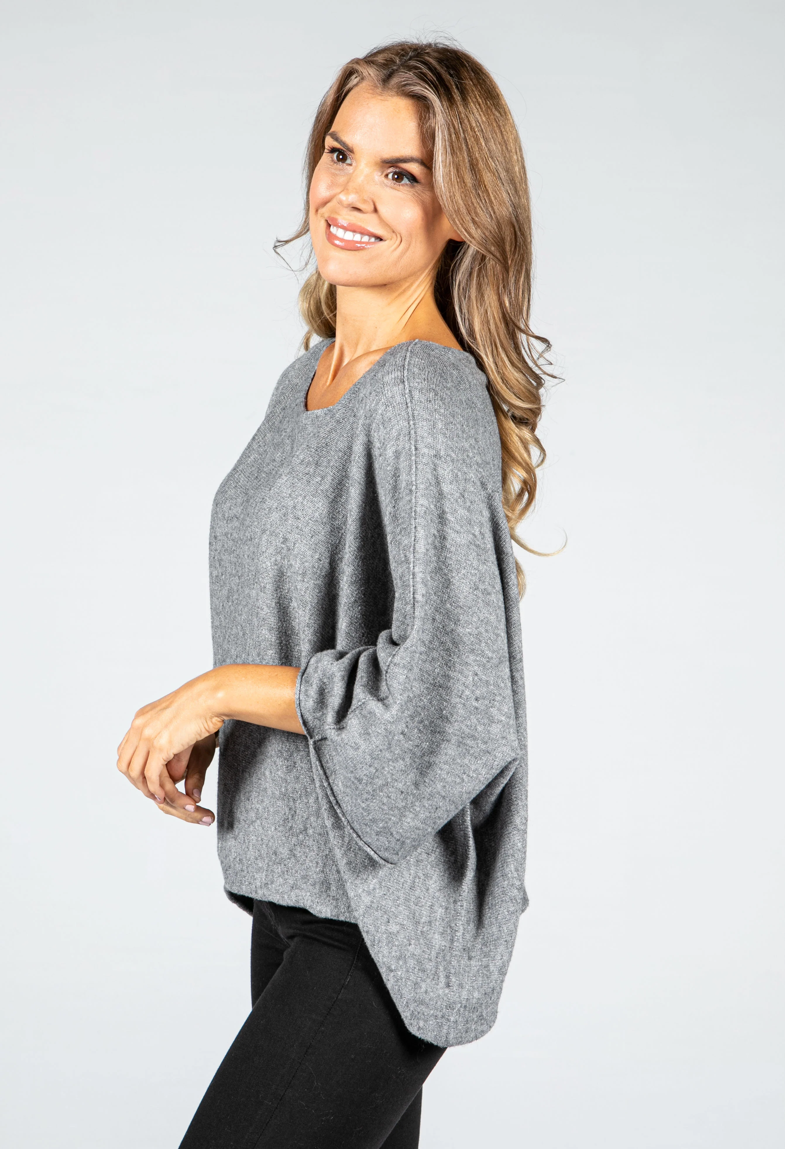 Oversized Pullover Knit in Light Grey