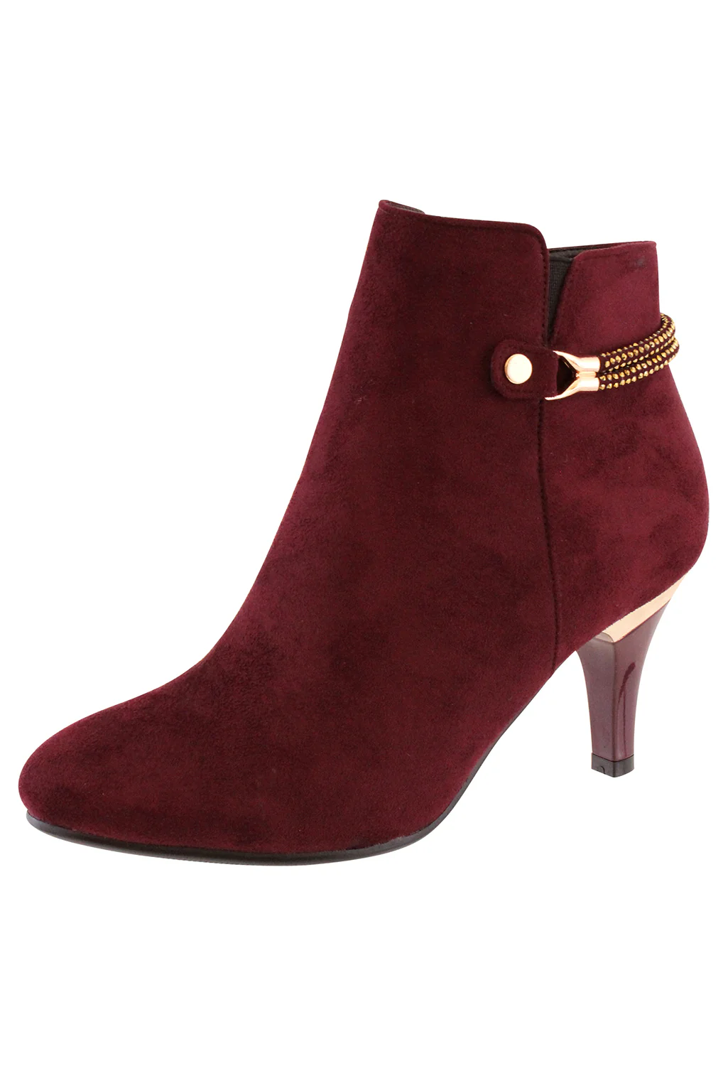 Burgundy Microfibre Plain Front Elegant Boot