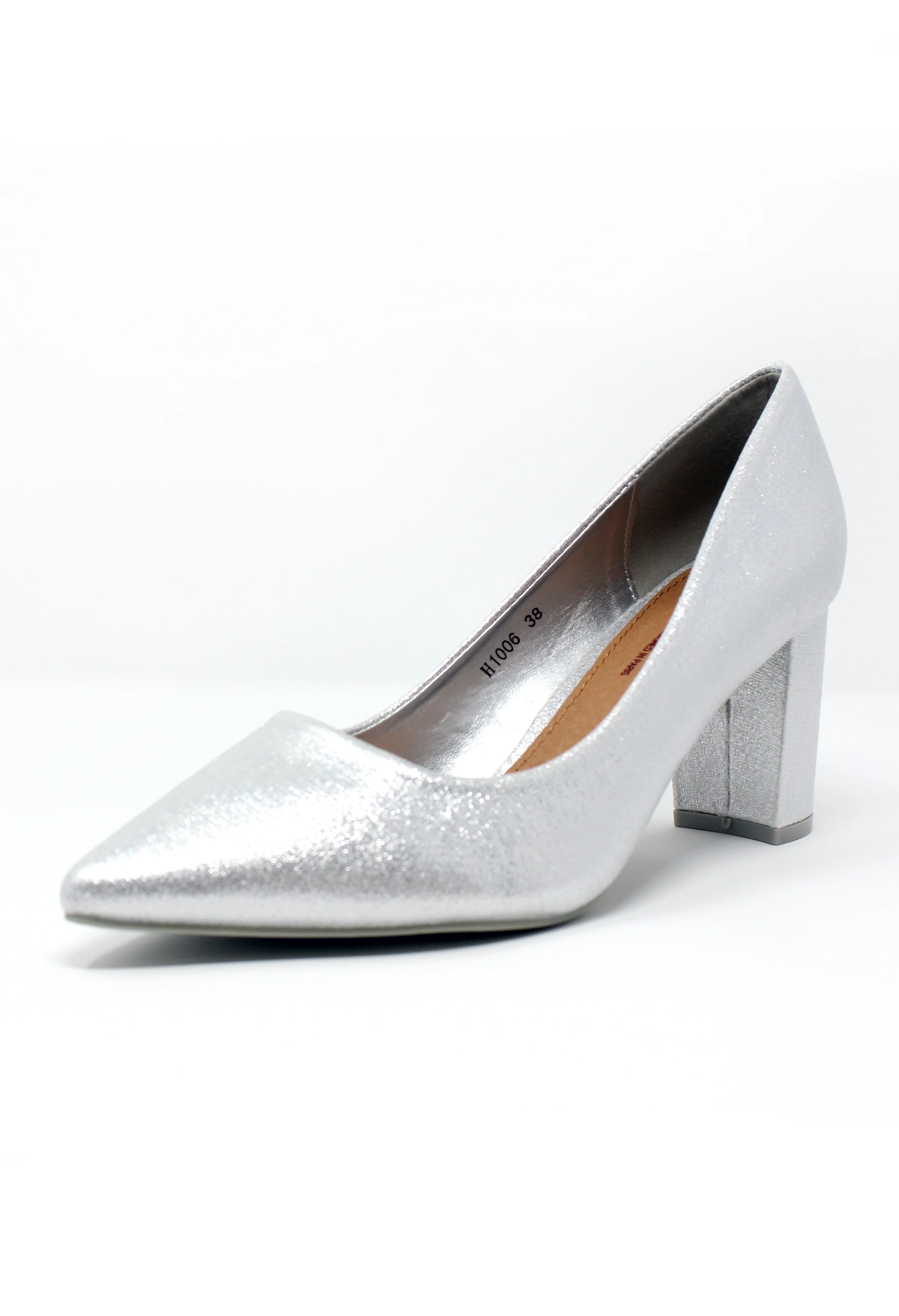 SILVER POINTED BLOCK HEEL