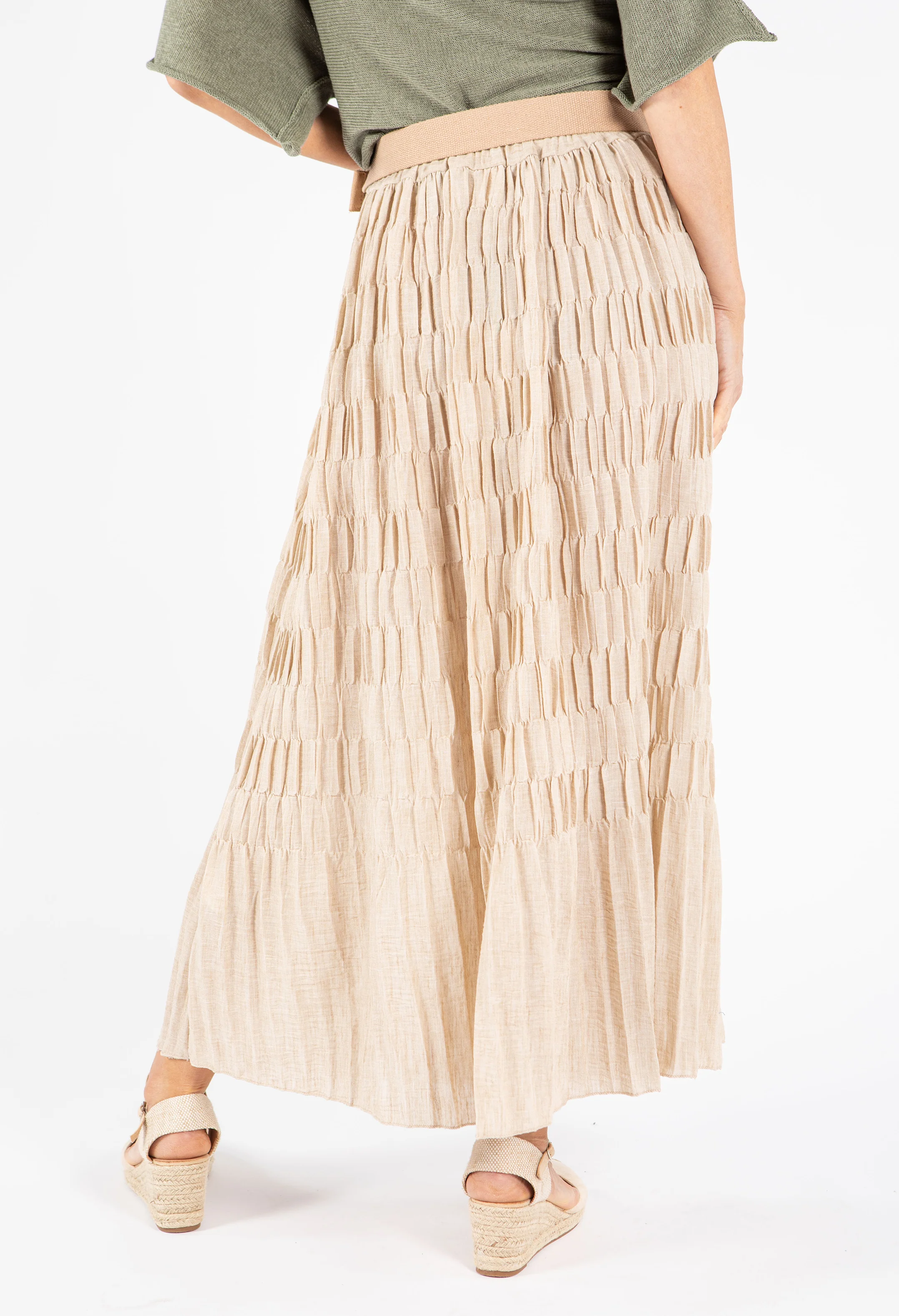 Crinkle Belted Skirt