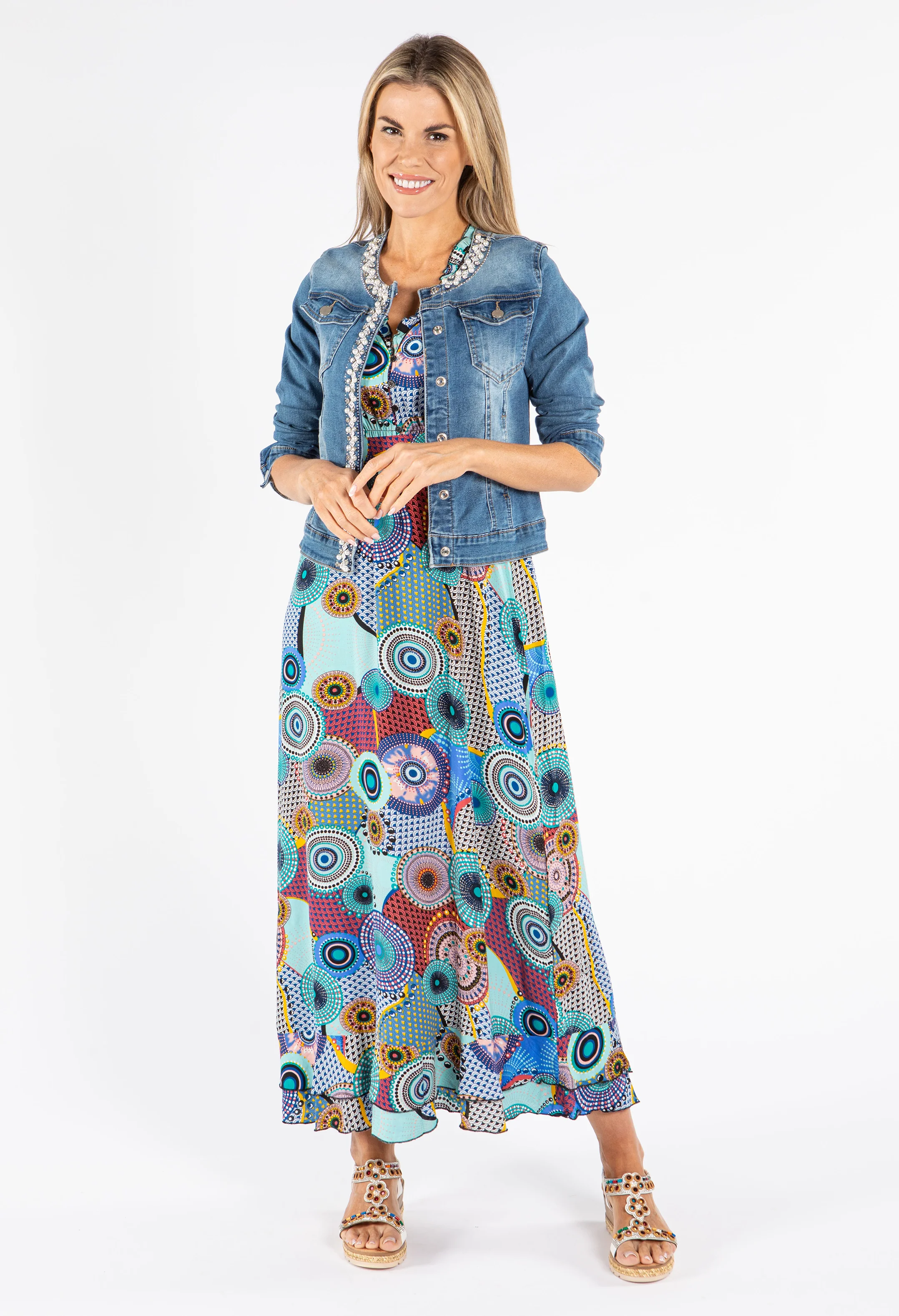 Mosaic Print Sleeveless Dress