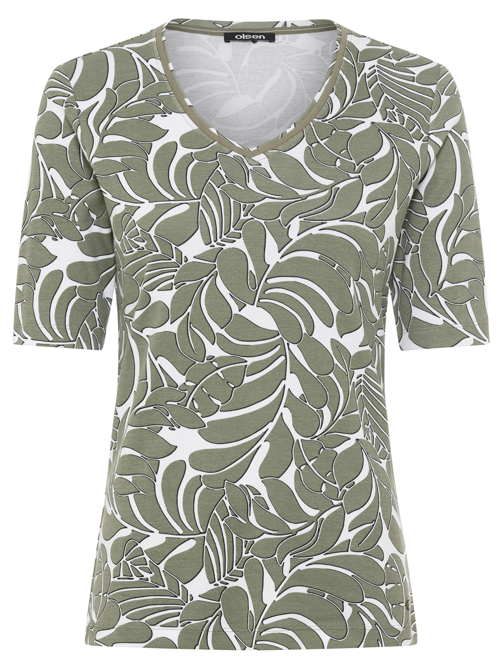 Leaf Print Top In Edda Fit Khaki