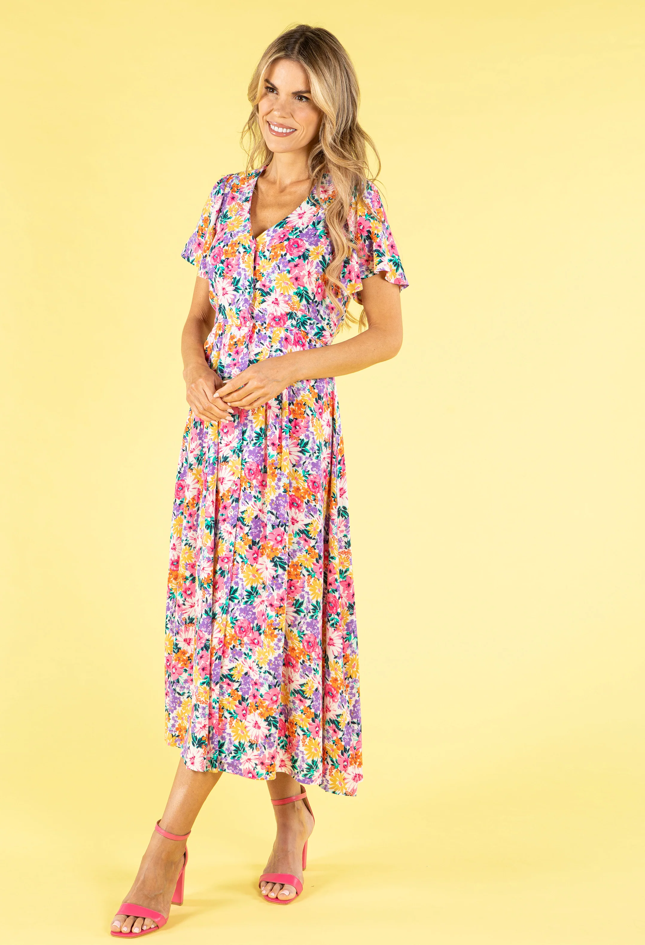 All Over Floral Print Midi Dress