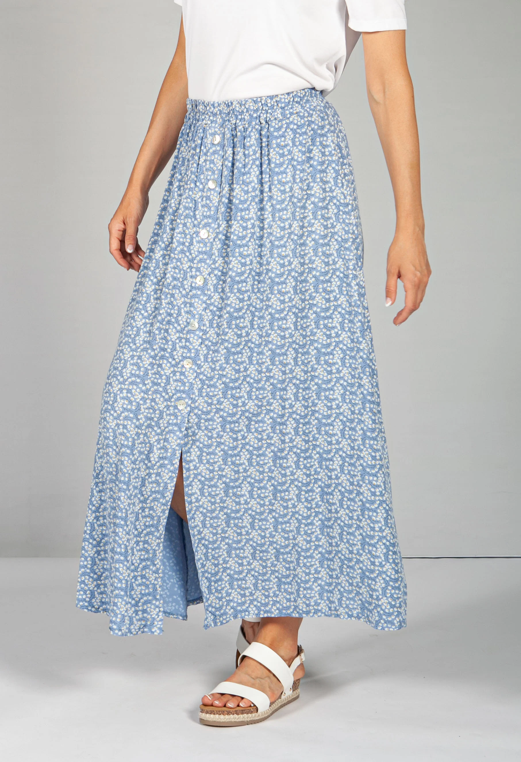 Mini Bloom Faux Button Down Skirt in Afternoon Sky Blue-1