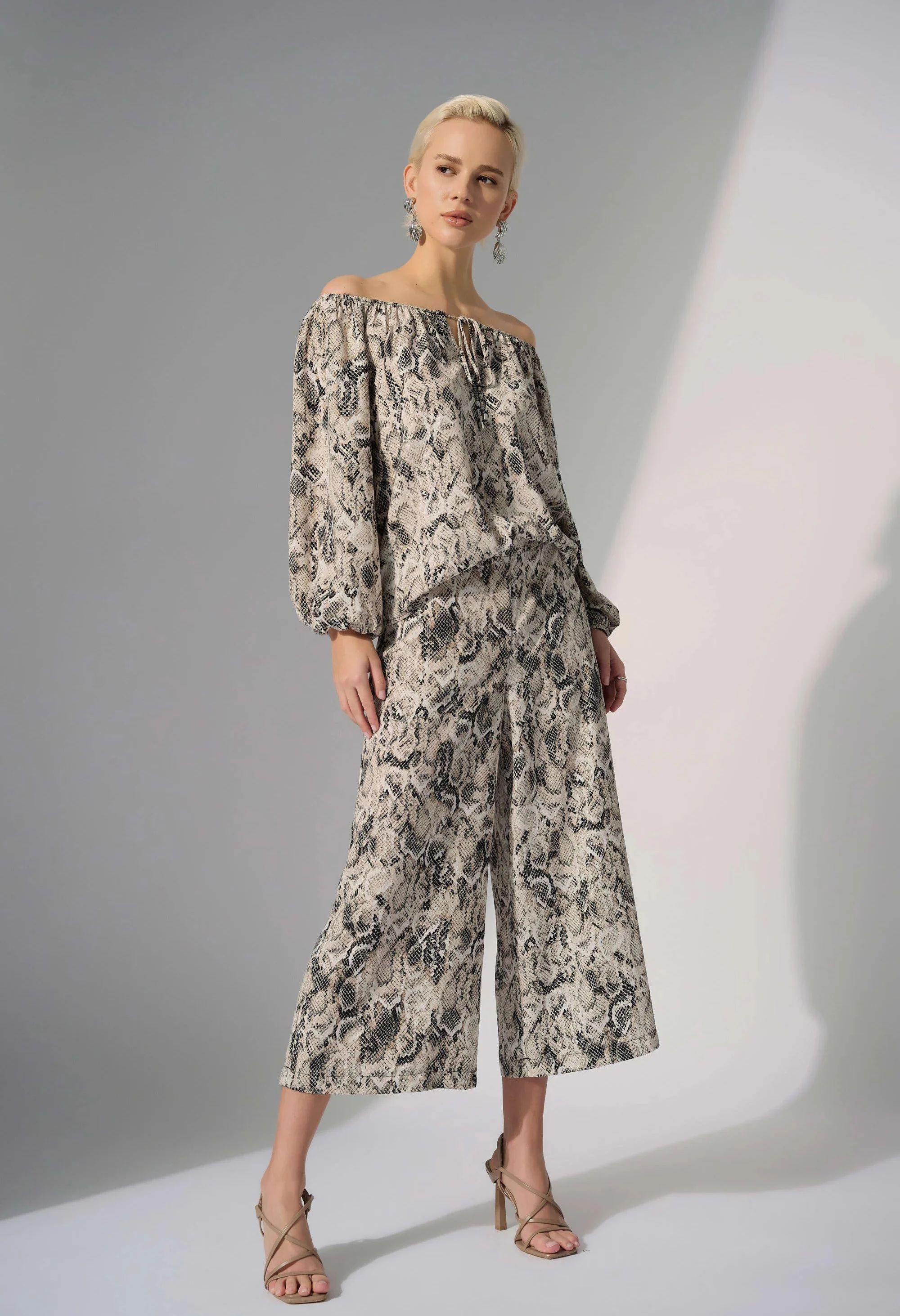 Cropped Snake Print Trousers