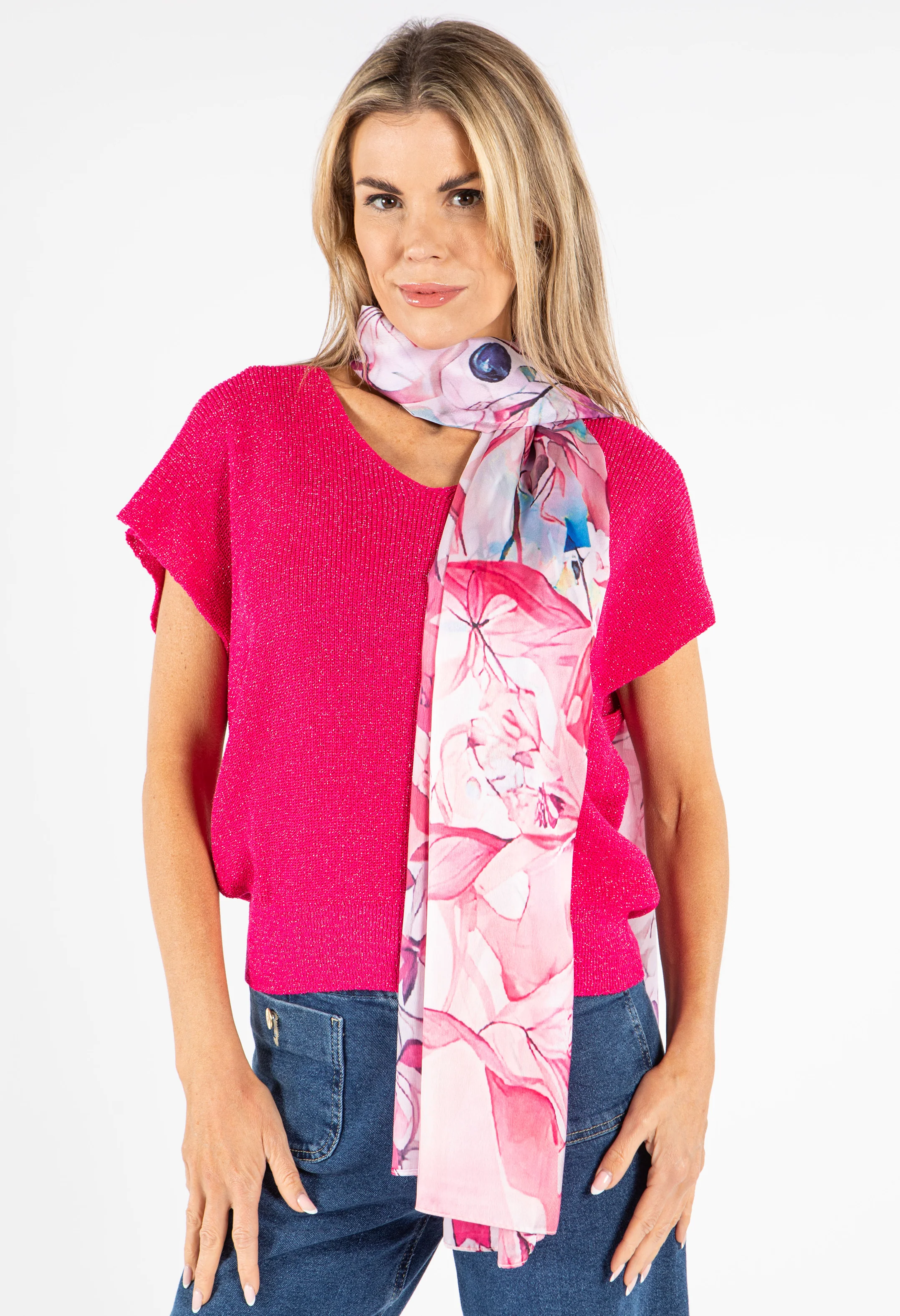 Satin Feel Floral Print Scarf