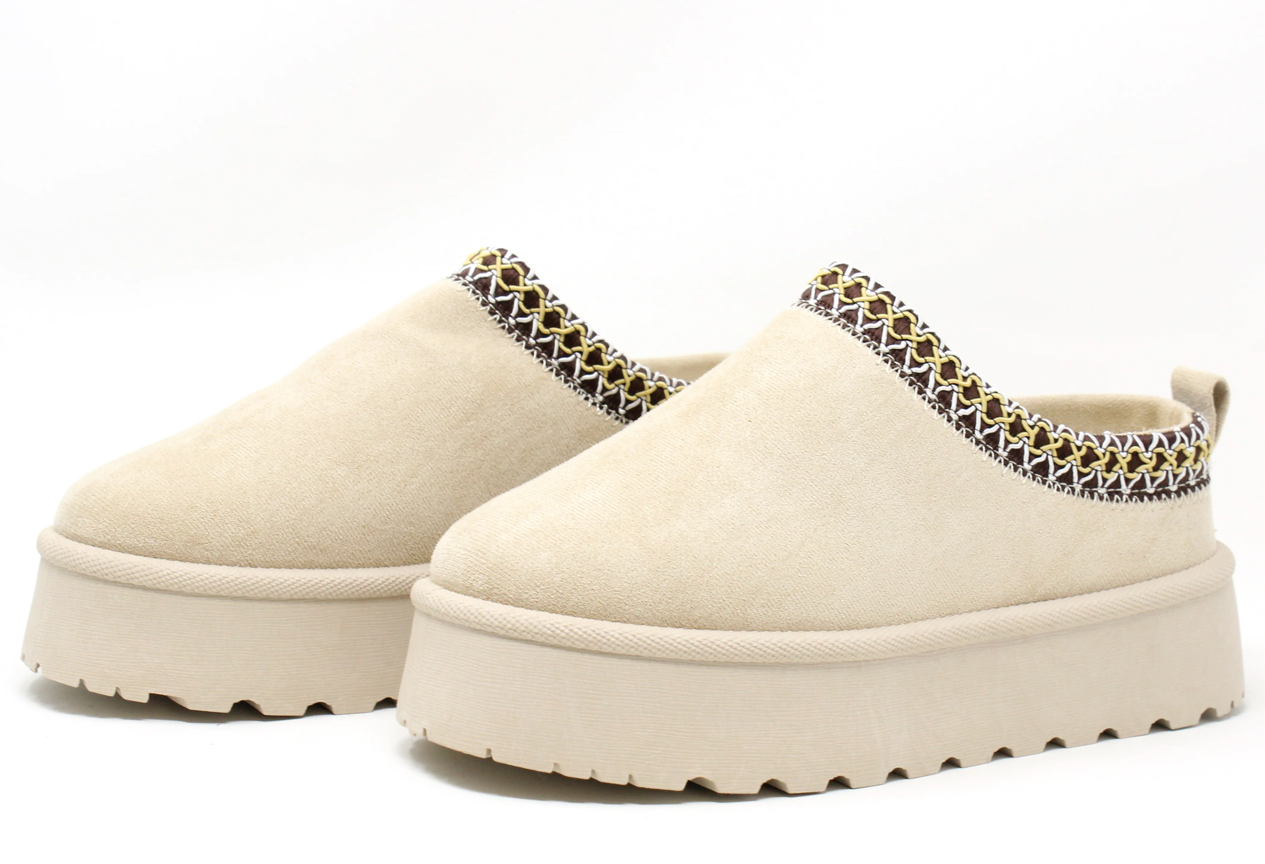 Embroidered Platform Slip On Boot