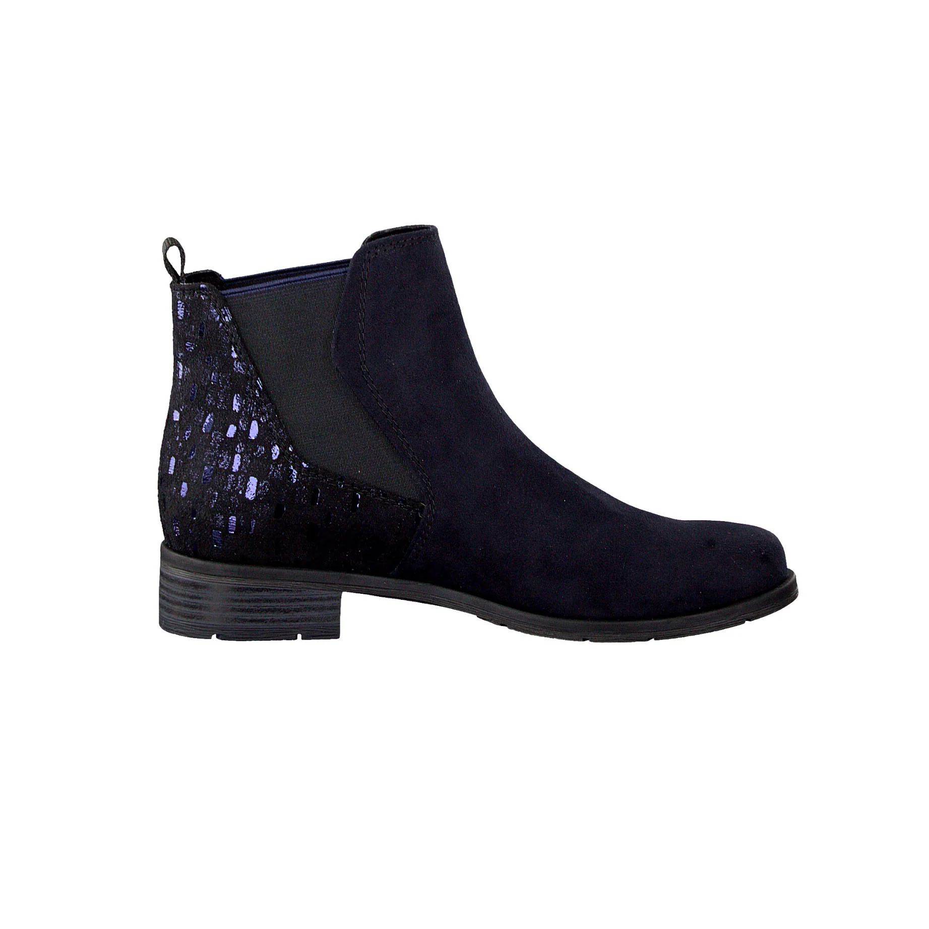 Navy Suede Effect Chelsea Style Flat Boot