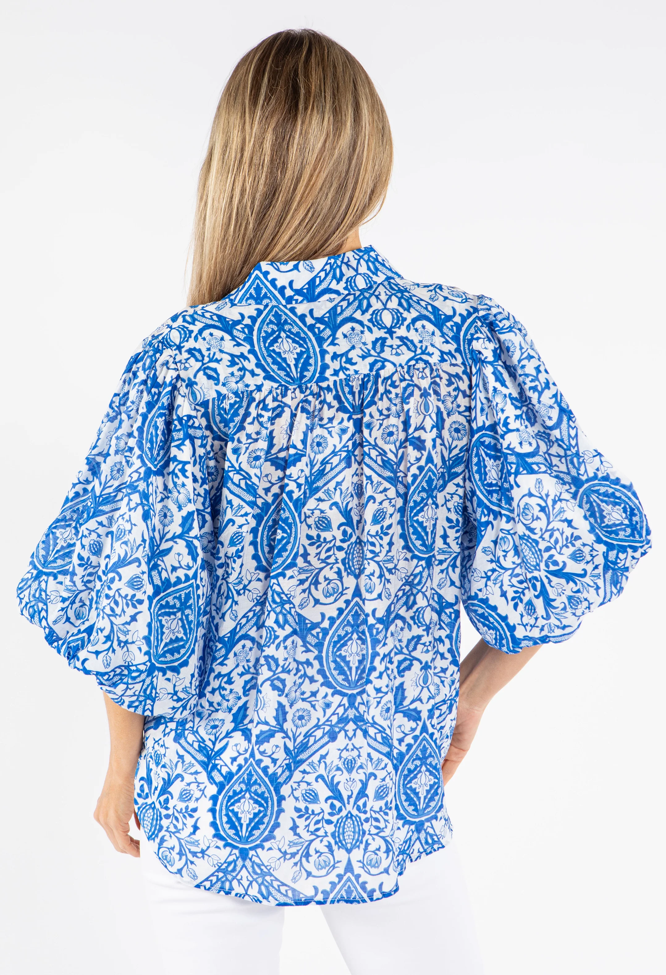 Floral Balloon Sleeve Blouse