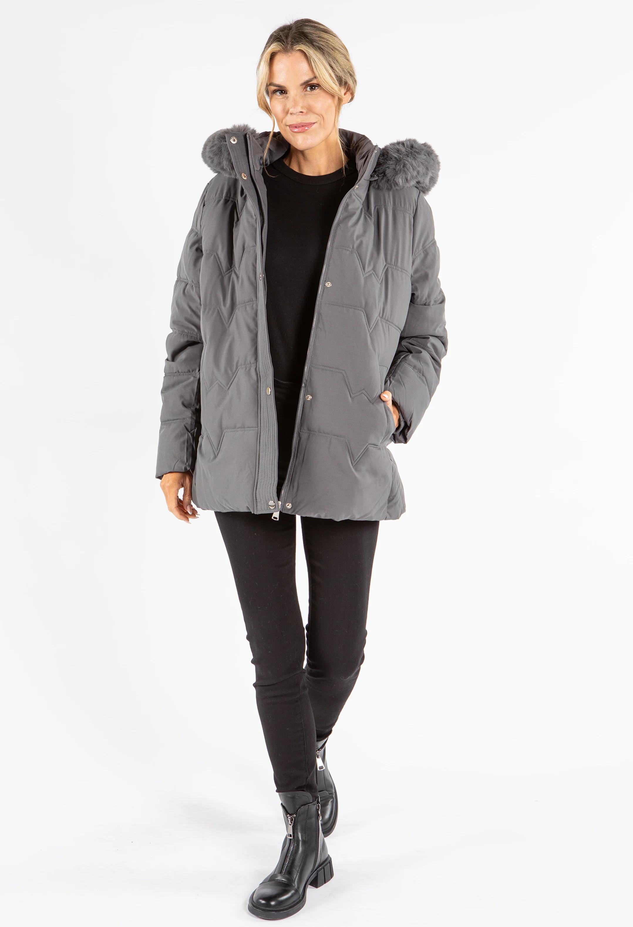 Fur Lined Hooded Coat