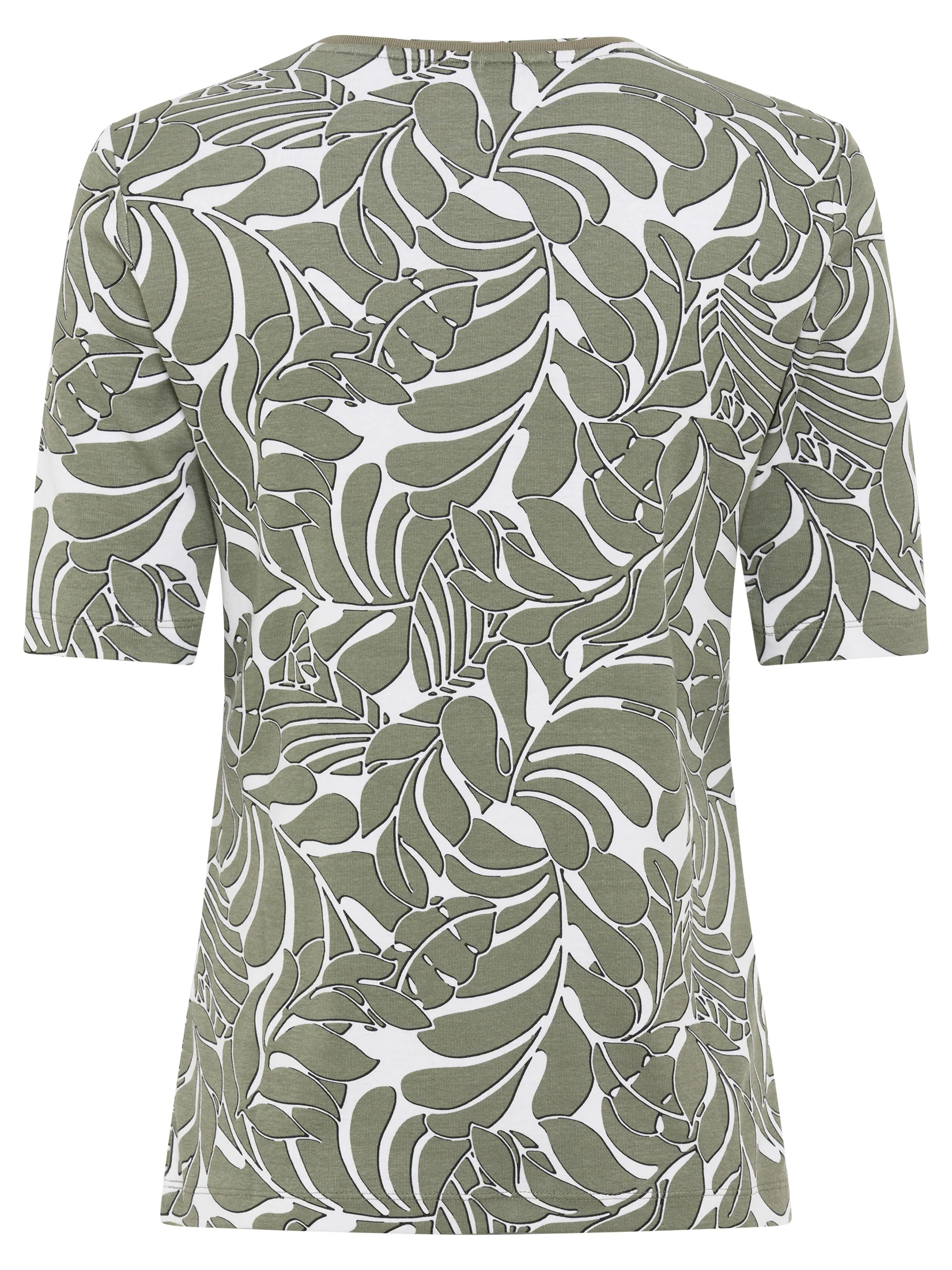 Leaf Print Top In Edda Fit Khaki