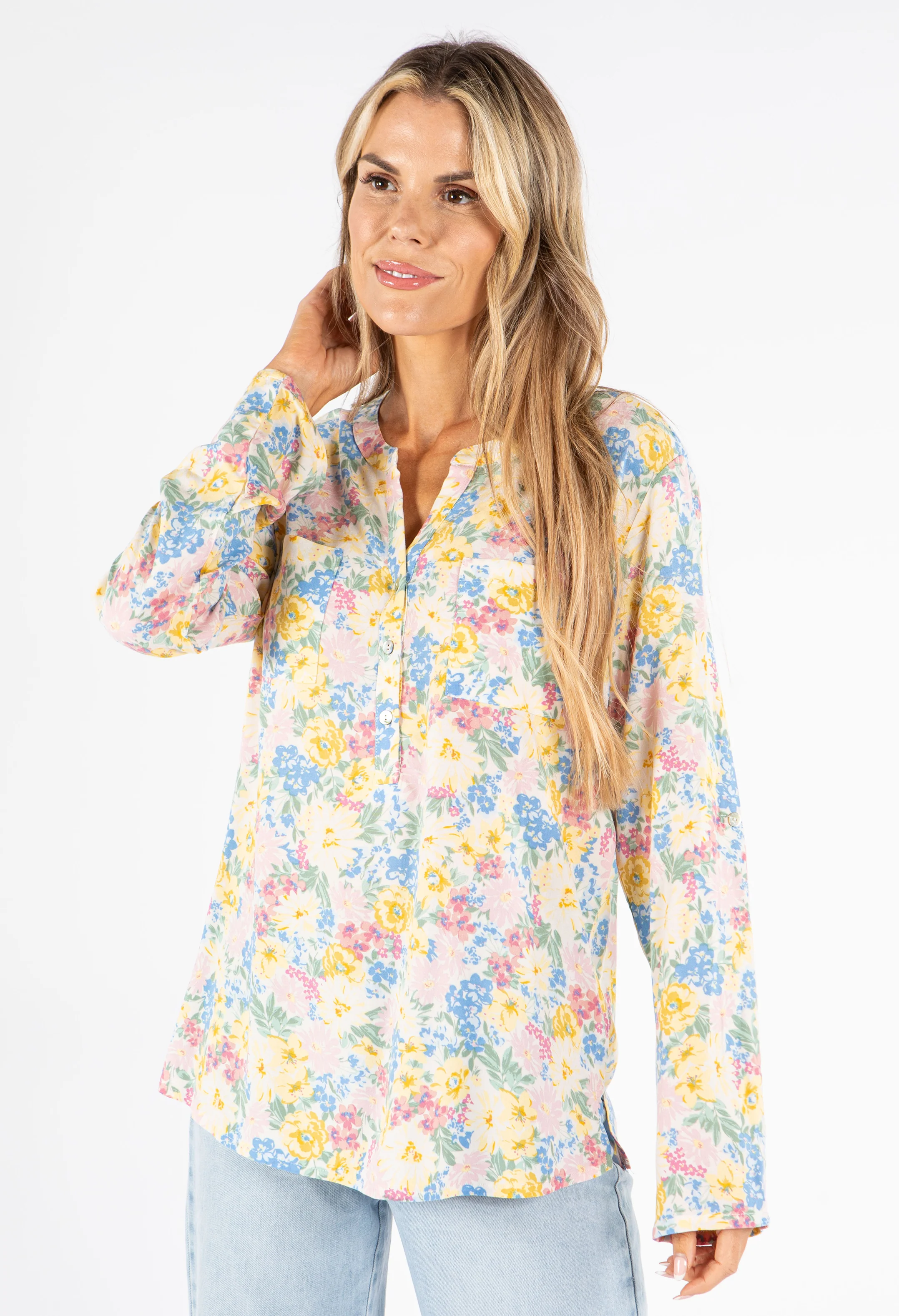 Floral Print Buttoned Blouse