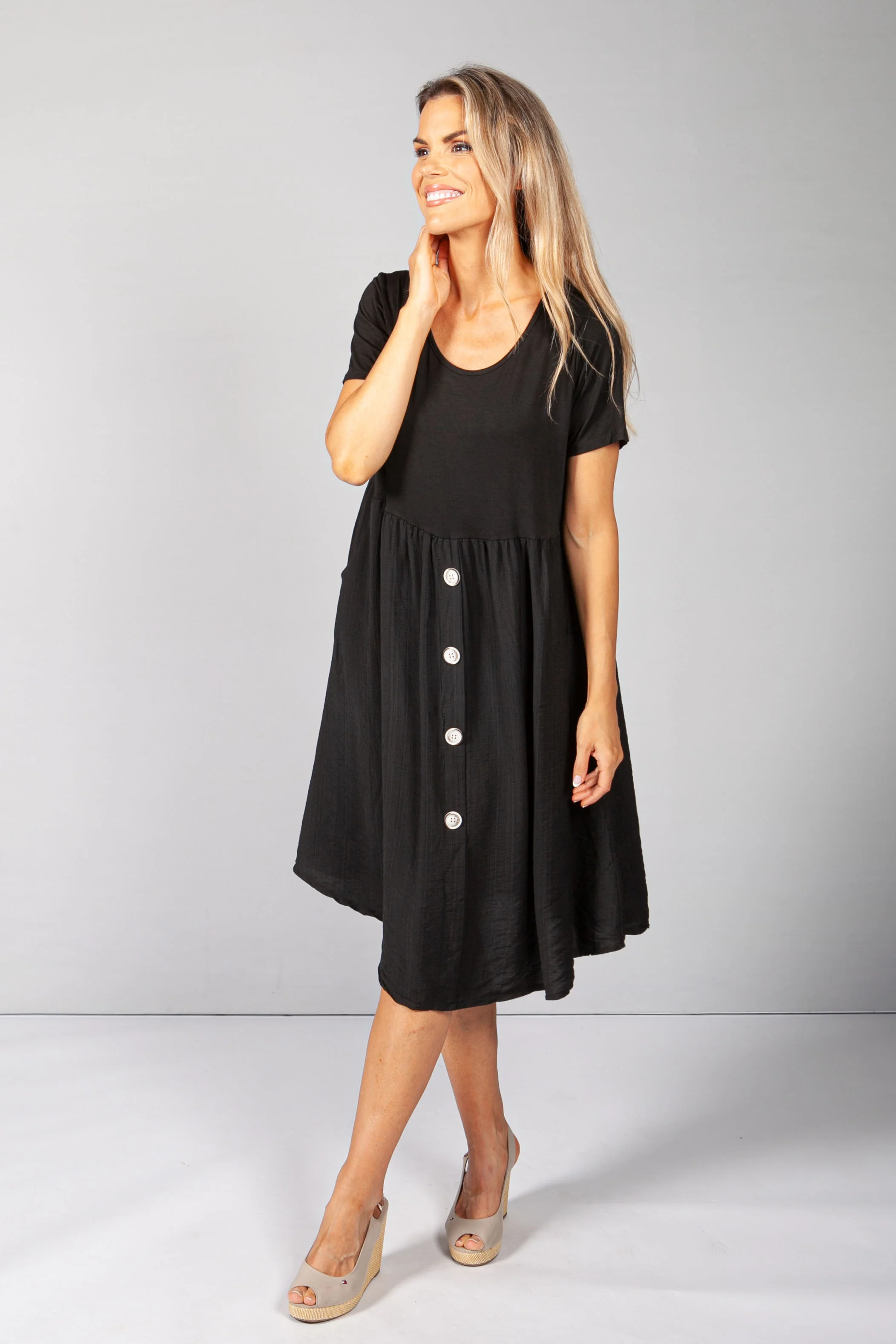 Black Button Dress