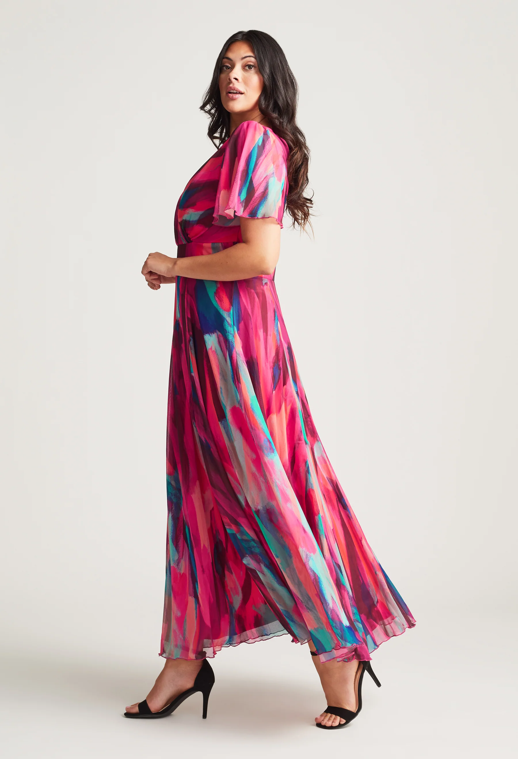 Isabelle Curve+ Angel Sleeve Maxi Dress