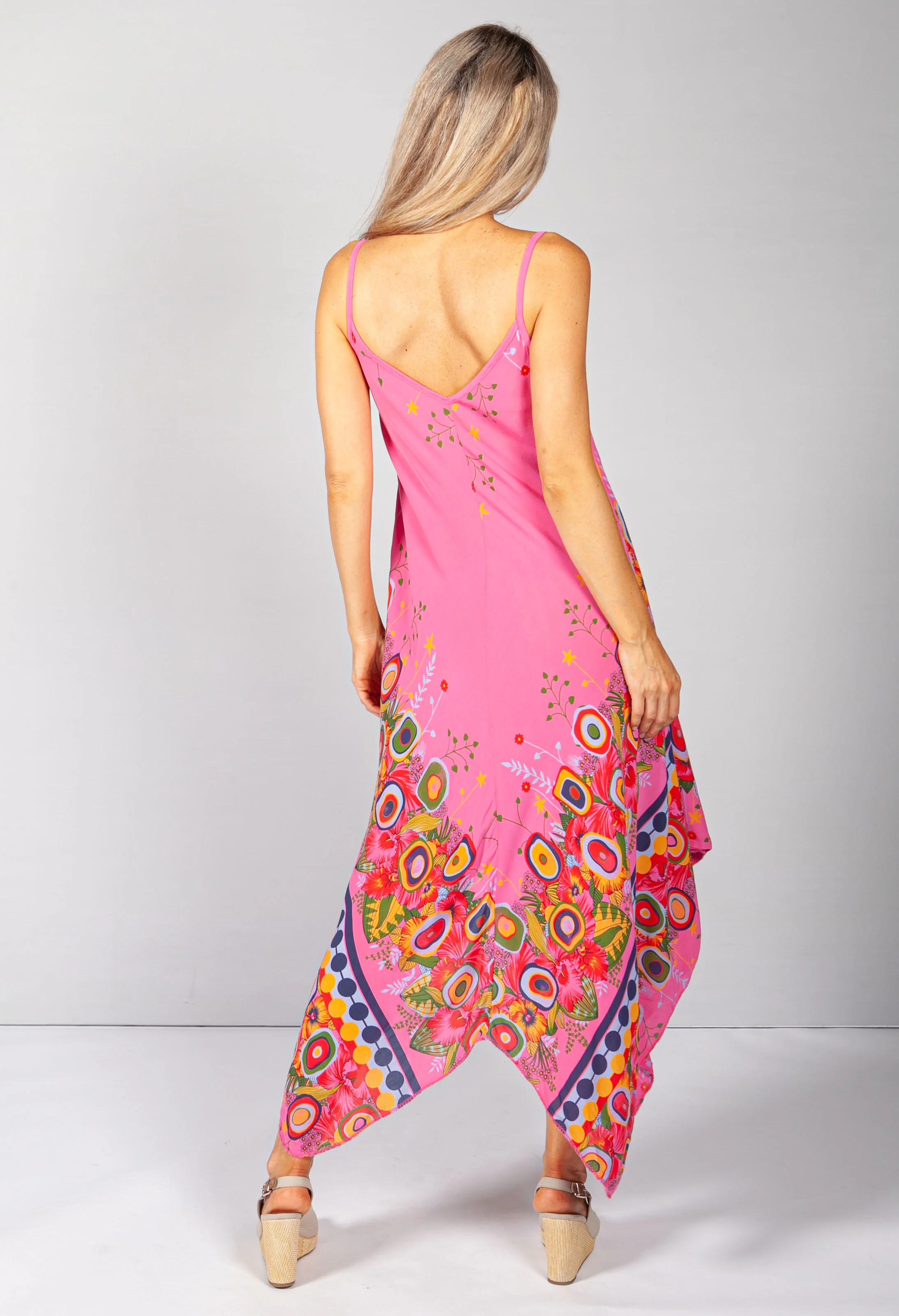 Floral Abstract Print Dress in Fuchsia