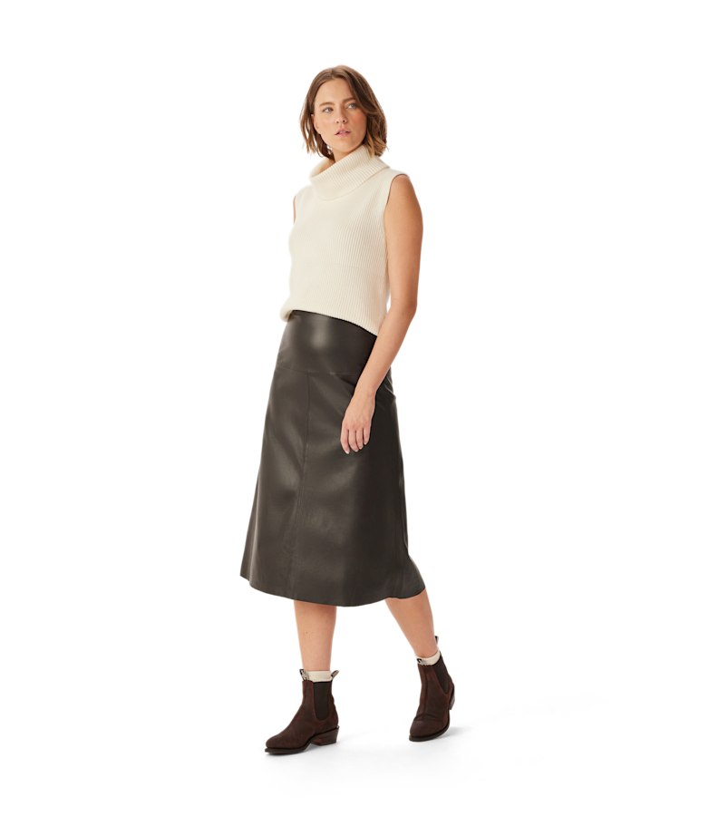 Gore leather midi skirt