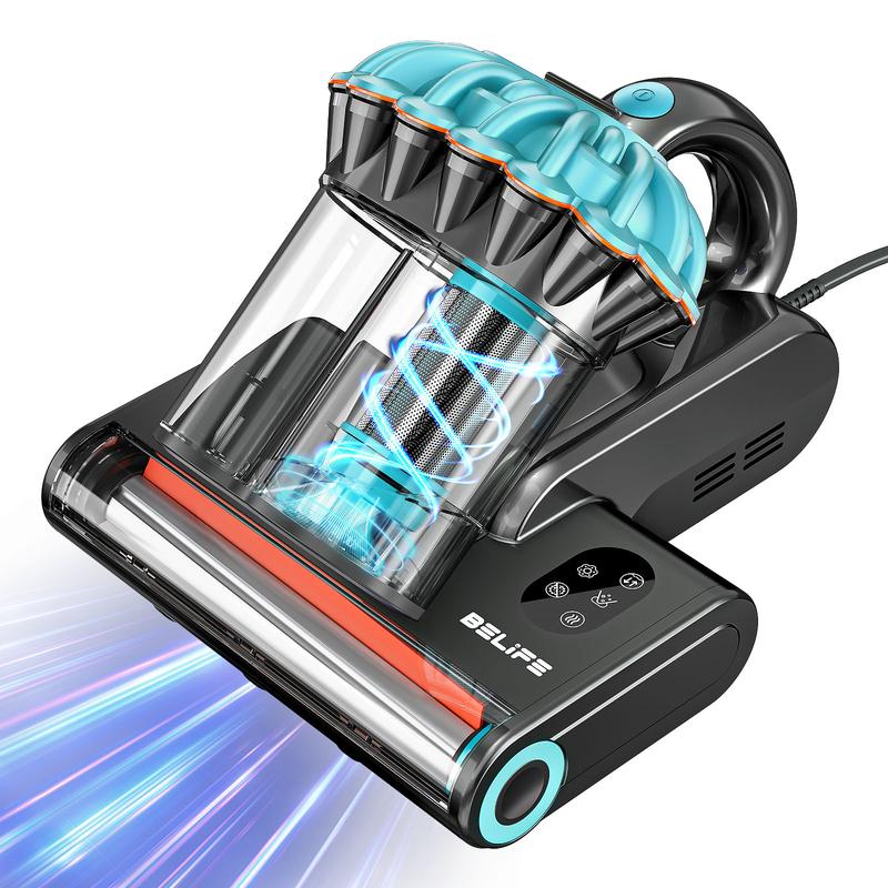 Belife M8 Mattress Vacuum Cleaner, Anti-allergen Dust Mite Bed Vacuum Cleaner with UV & Hot Air & High Heating, 550W 18Kpa Powerful Suction Double-Cup Handheld Vacuum for Bed, Couch, Sofa, Corded