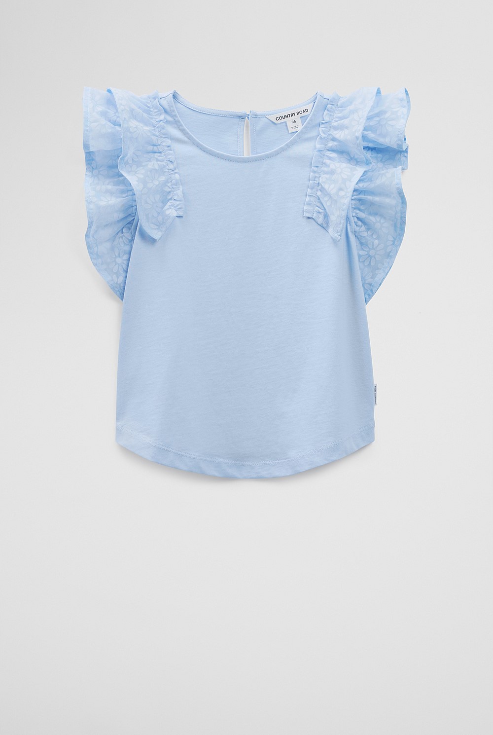 Organically Grown Cotton Frill Sleeve T-Shirt