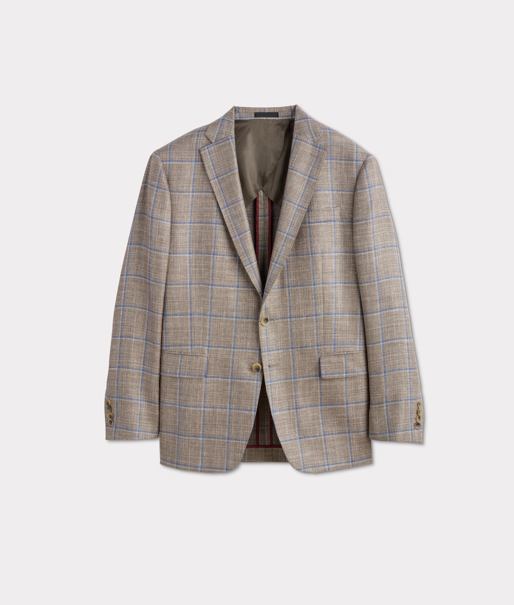 Lucchese Sport Coat :: Dark Beige/Blue Windowpane Plaid