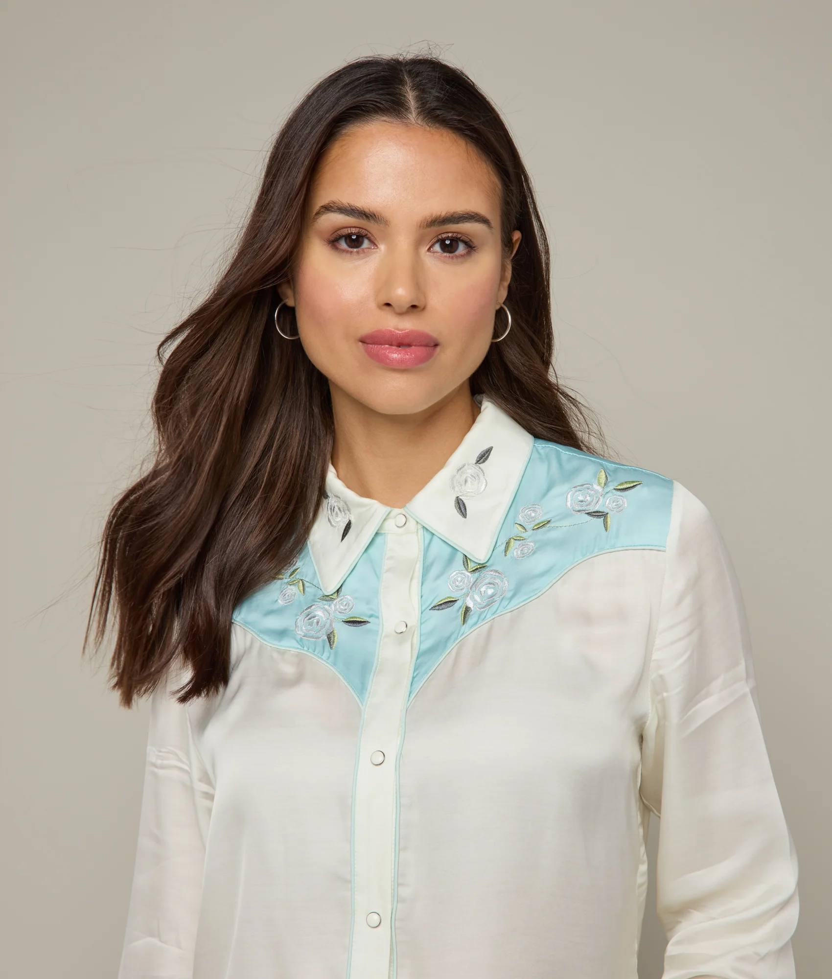 Eleonore Botanic Blouse :: Cream With Pastel Blue