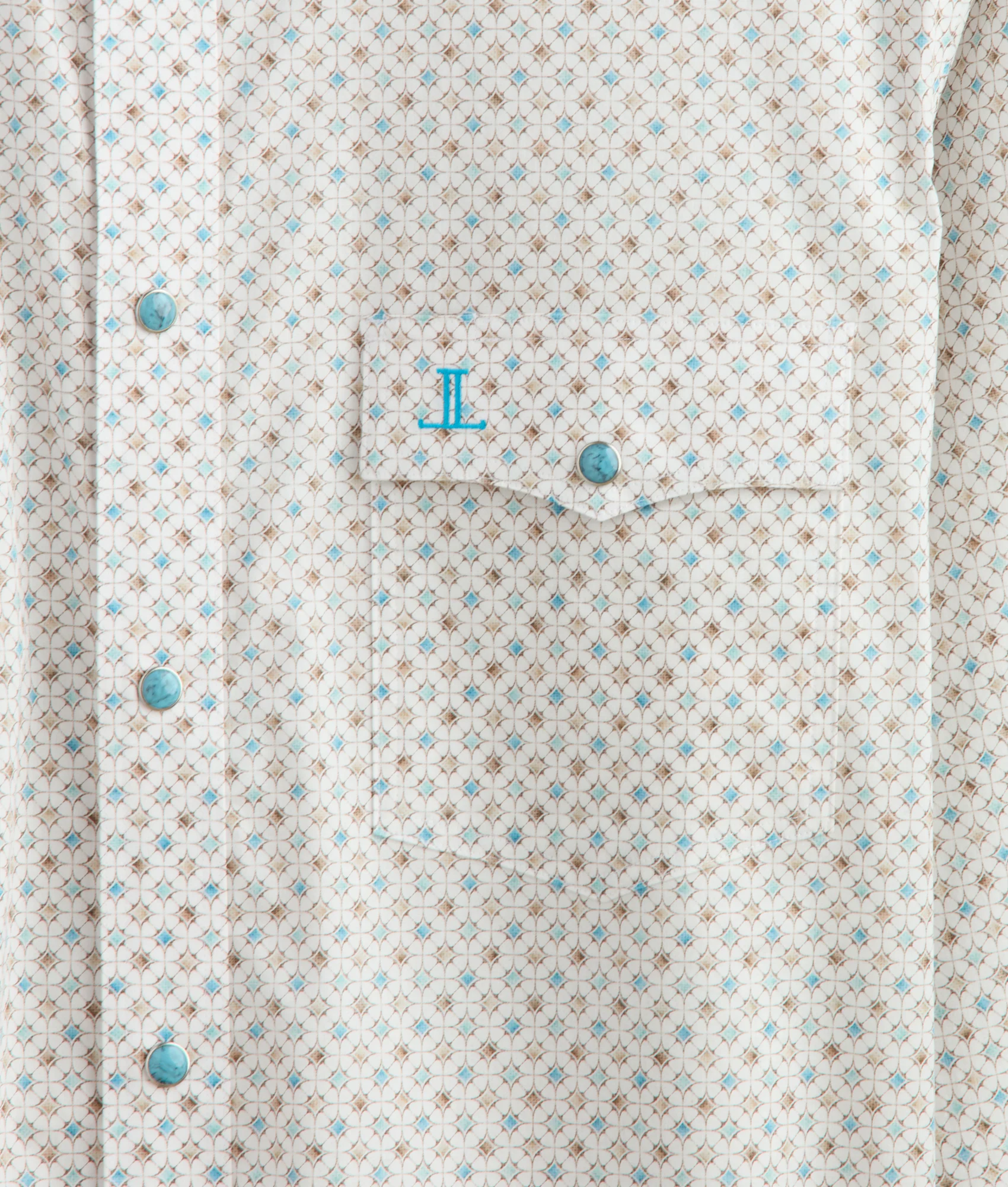 El Paso Cowboy Fit - Teal/Coffee Geo Print