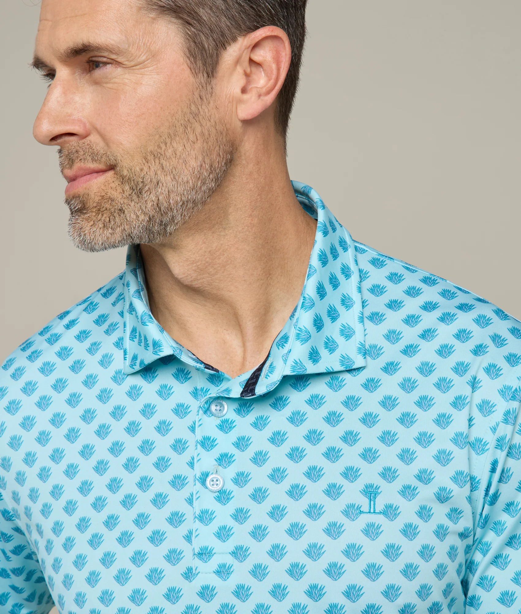 Lucchese Golf Polo :: Blue Cactus