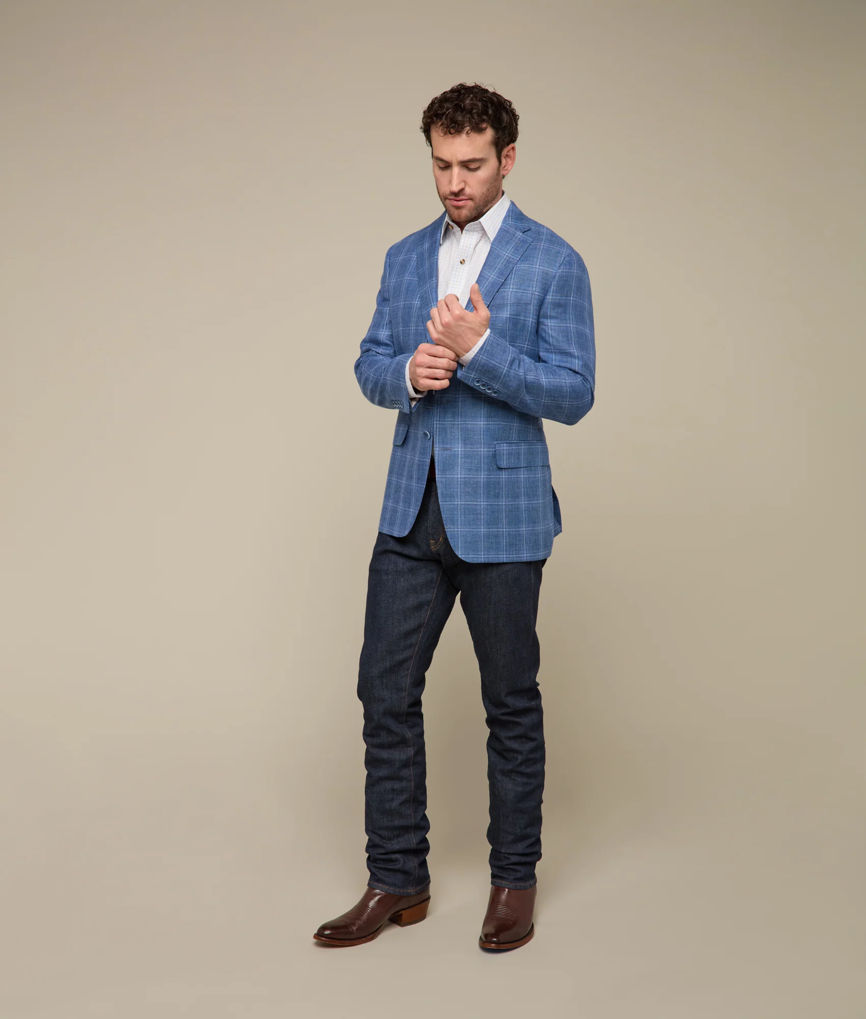 Lucchese Sport Coat :: Navy Windowpane