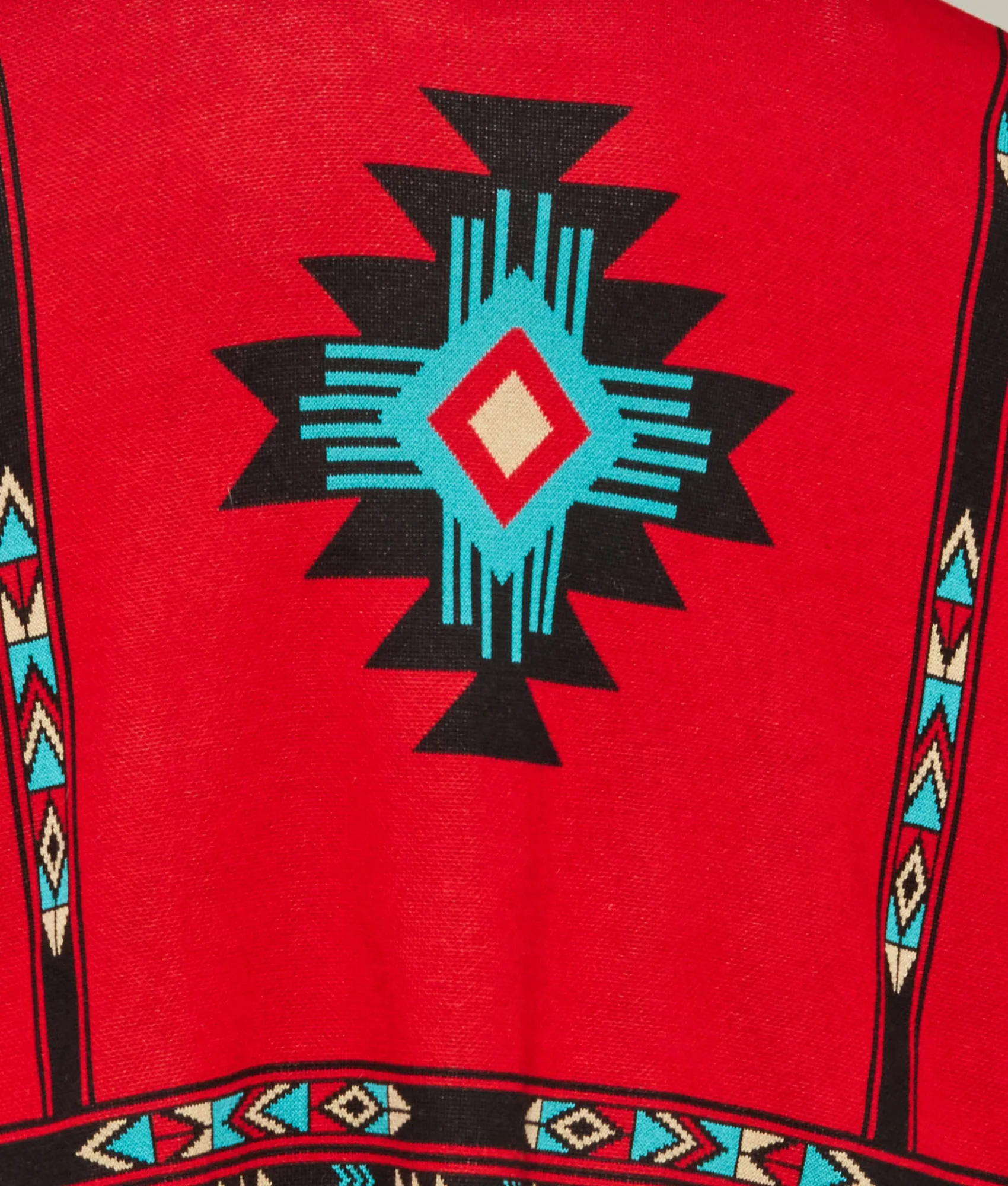 Alpaca Fleece Cape - Red/Turquoise