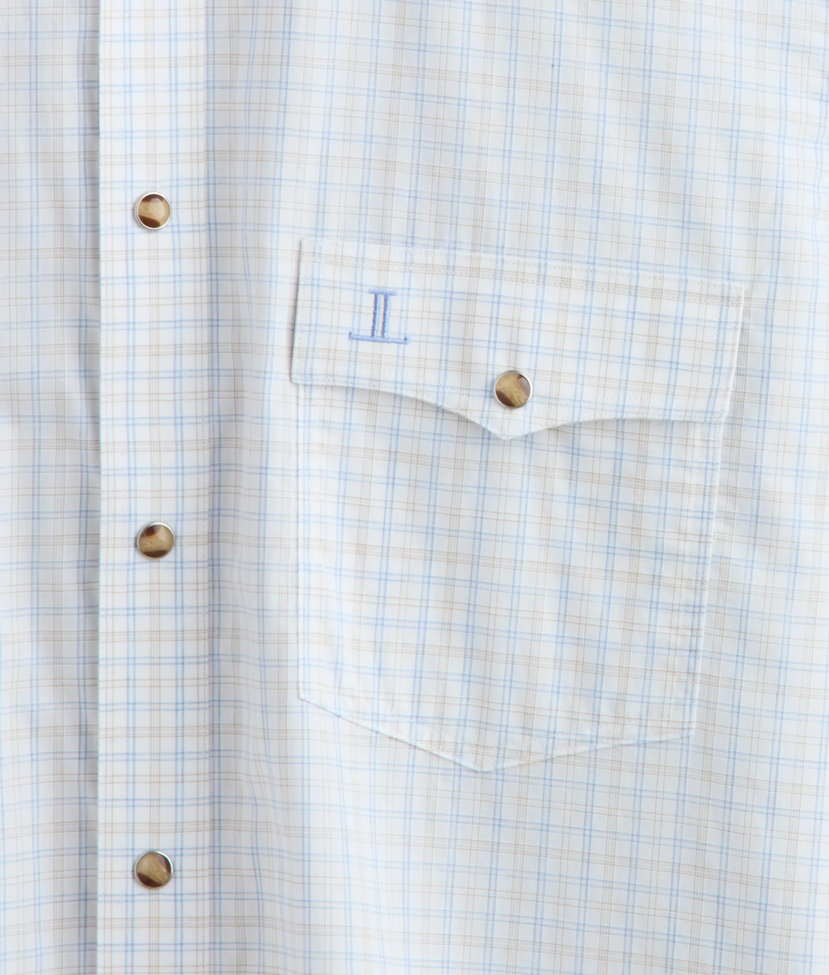 El Paso Cowboy Fit - Blue/Tan Mini Check