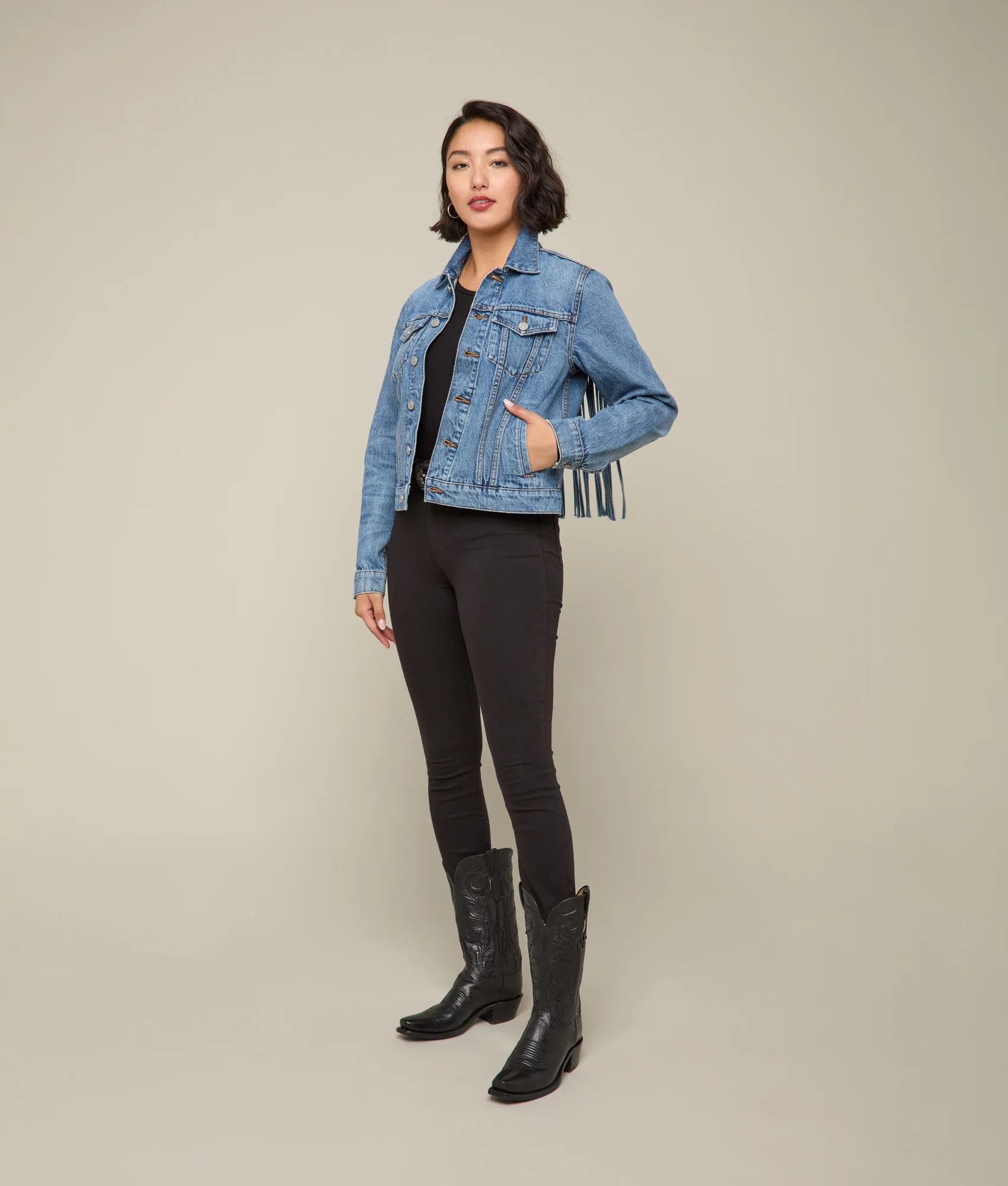 Justine Fringe Denim Jacket :: Blue Roan