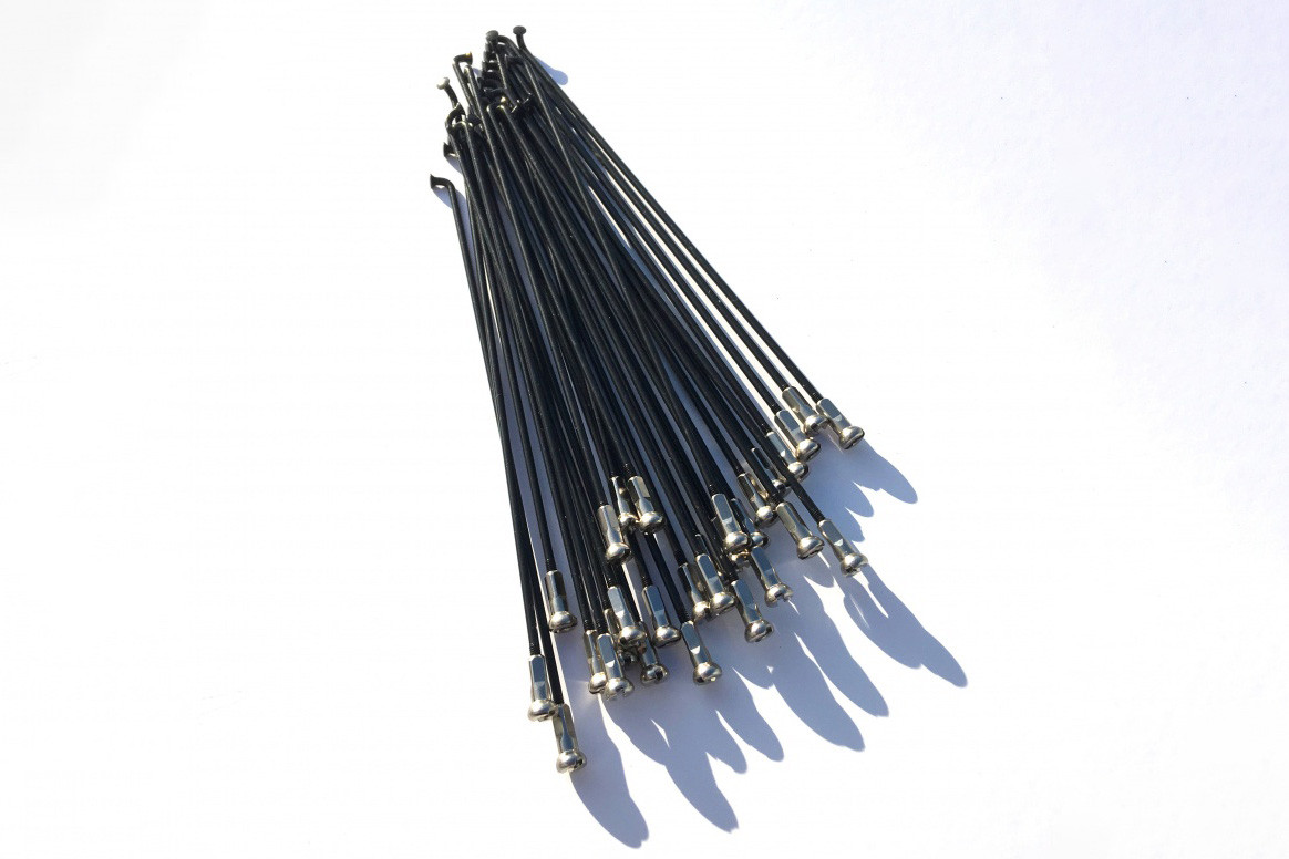 Spoke and Nipple Set 14G Plain Gauge Double Butted 145 Black