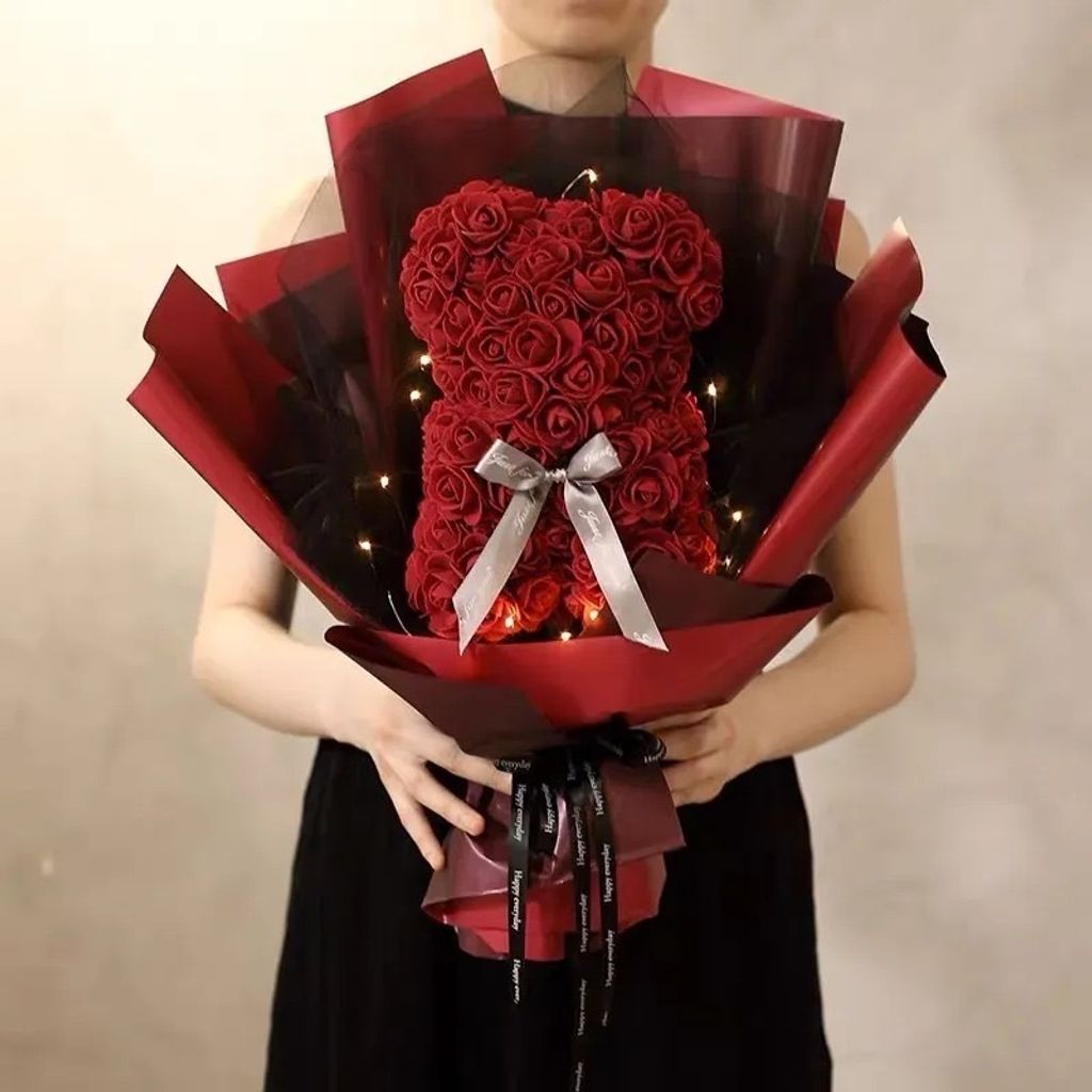 Valentine Red Bear Bouquet