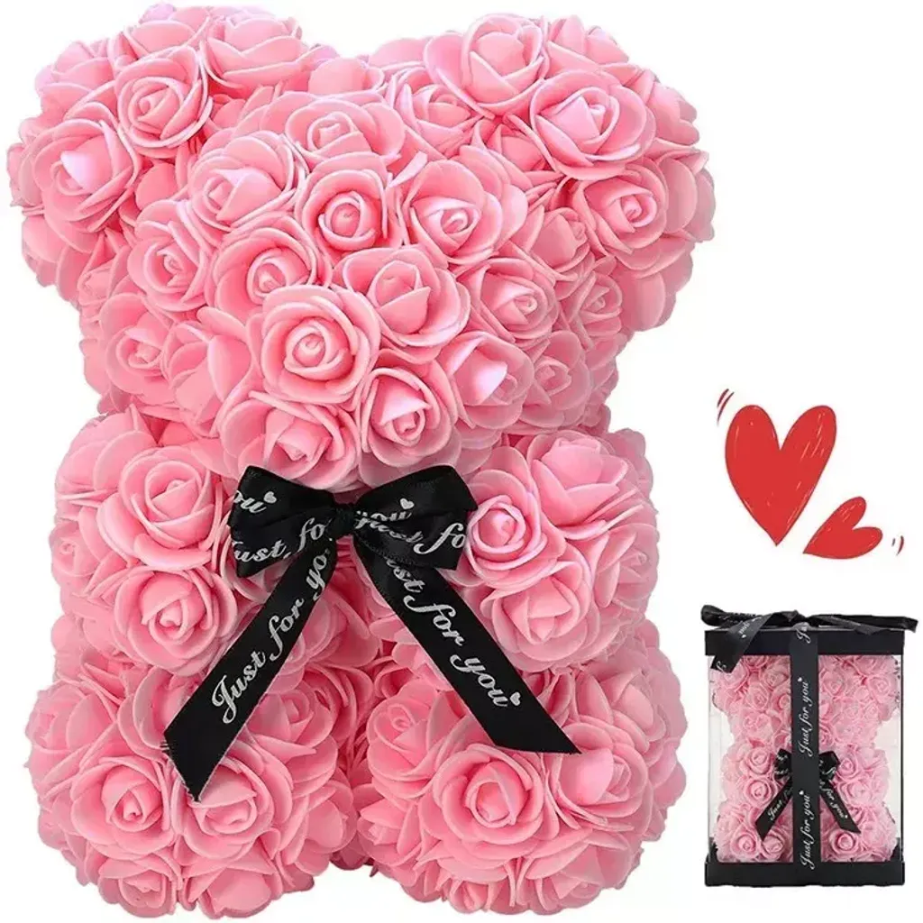 Valentine Rose Bear Pink