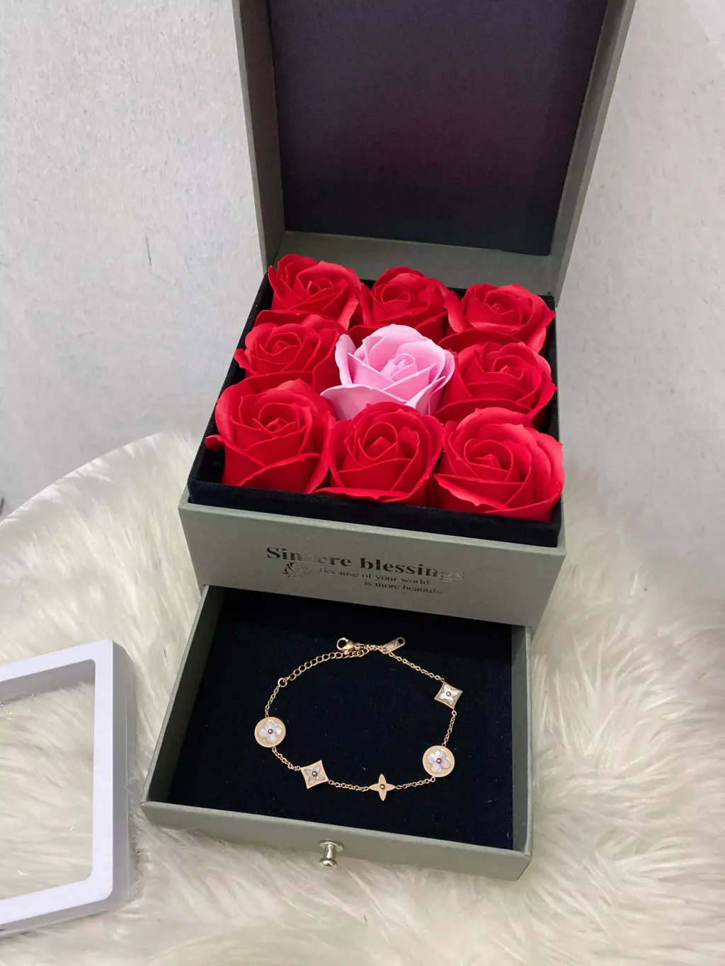 Soap Roses and Monogram Bracelet
