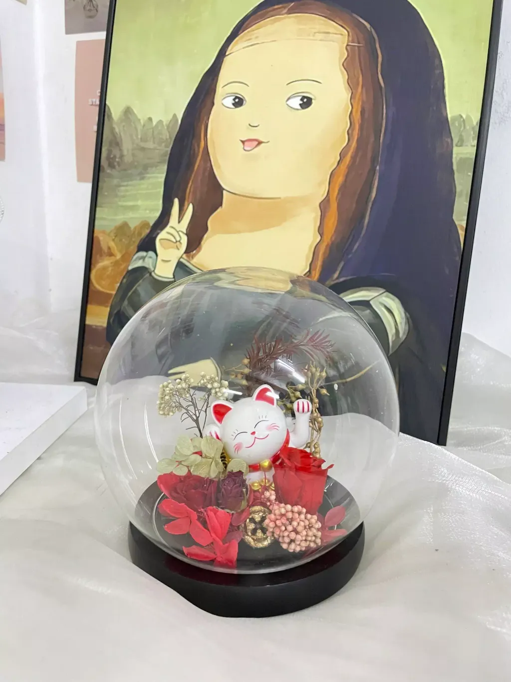 Preserved Flower Lucky Cat