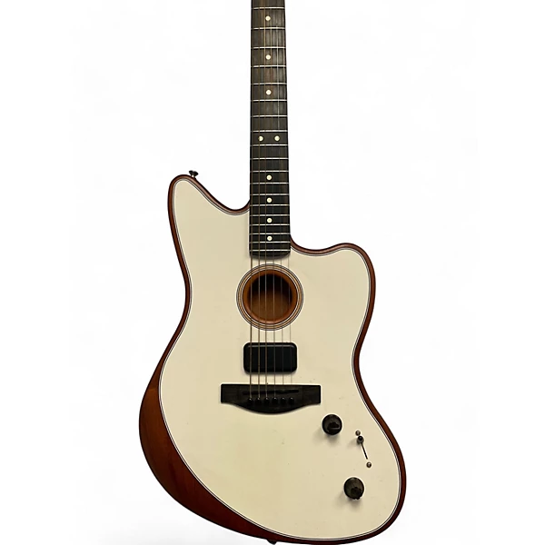 Used Fender Acoustasonic Jazzmaster Arctic White Acoustic Electric Guitar