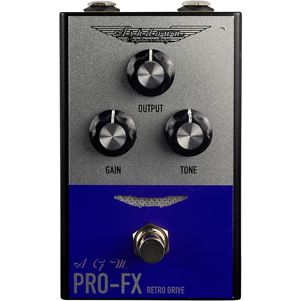 Compact Retro Bass Drive Effects Pedal Silver and Blue
