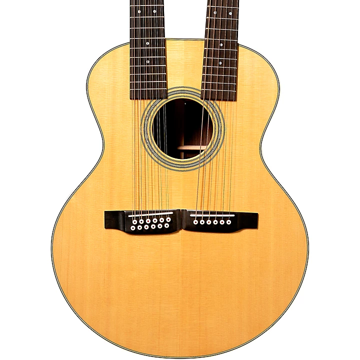Grand J 28E Double Neck Acoustic Electric Guitar Natural